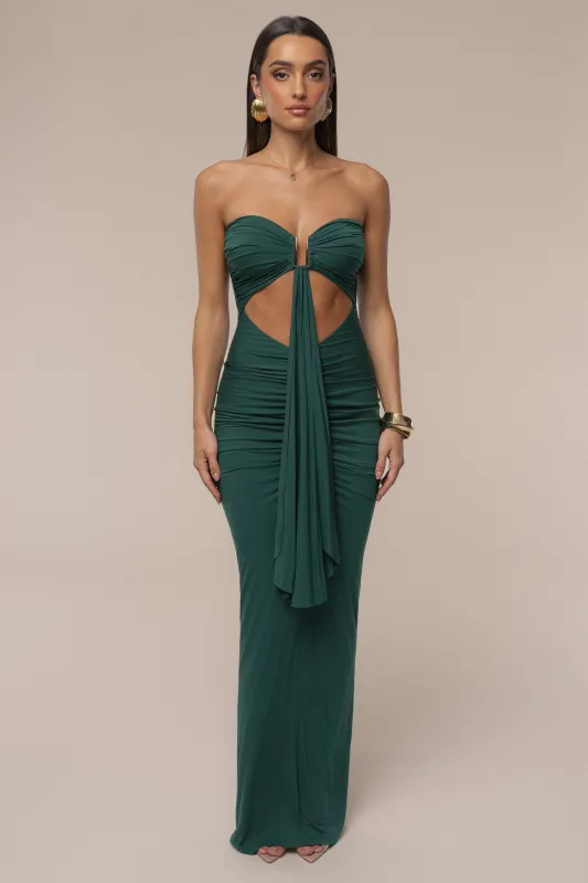 Emerald Atlantis Drape Maxi Dress sold by JLUXLABEL