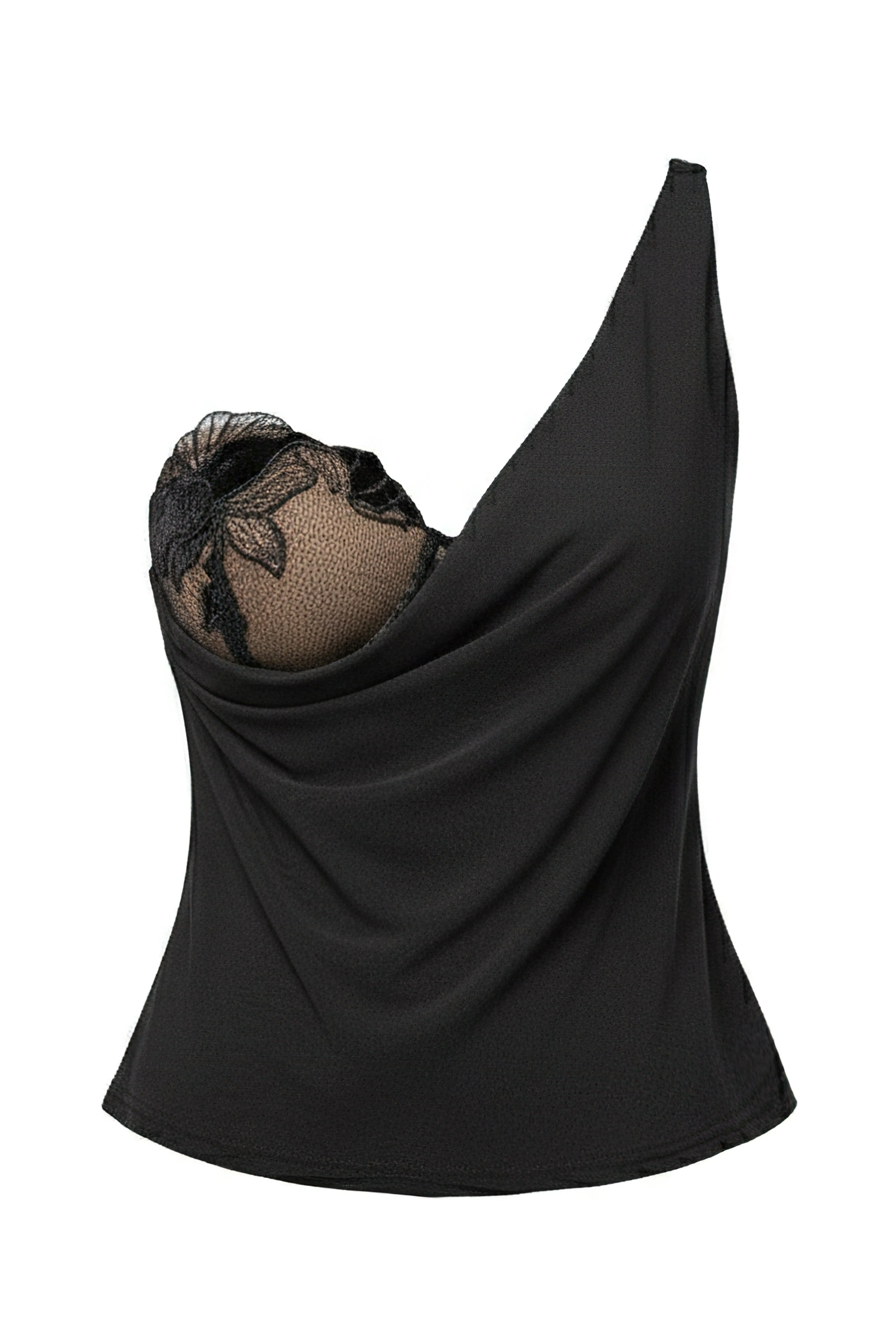 Black Velina Satin Cowl Top sold by JLUXLABEL product image thumbnail 2