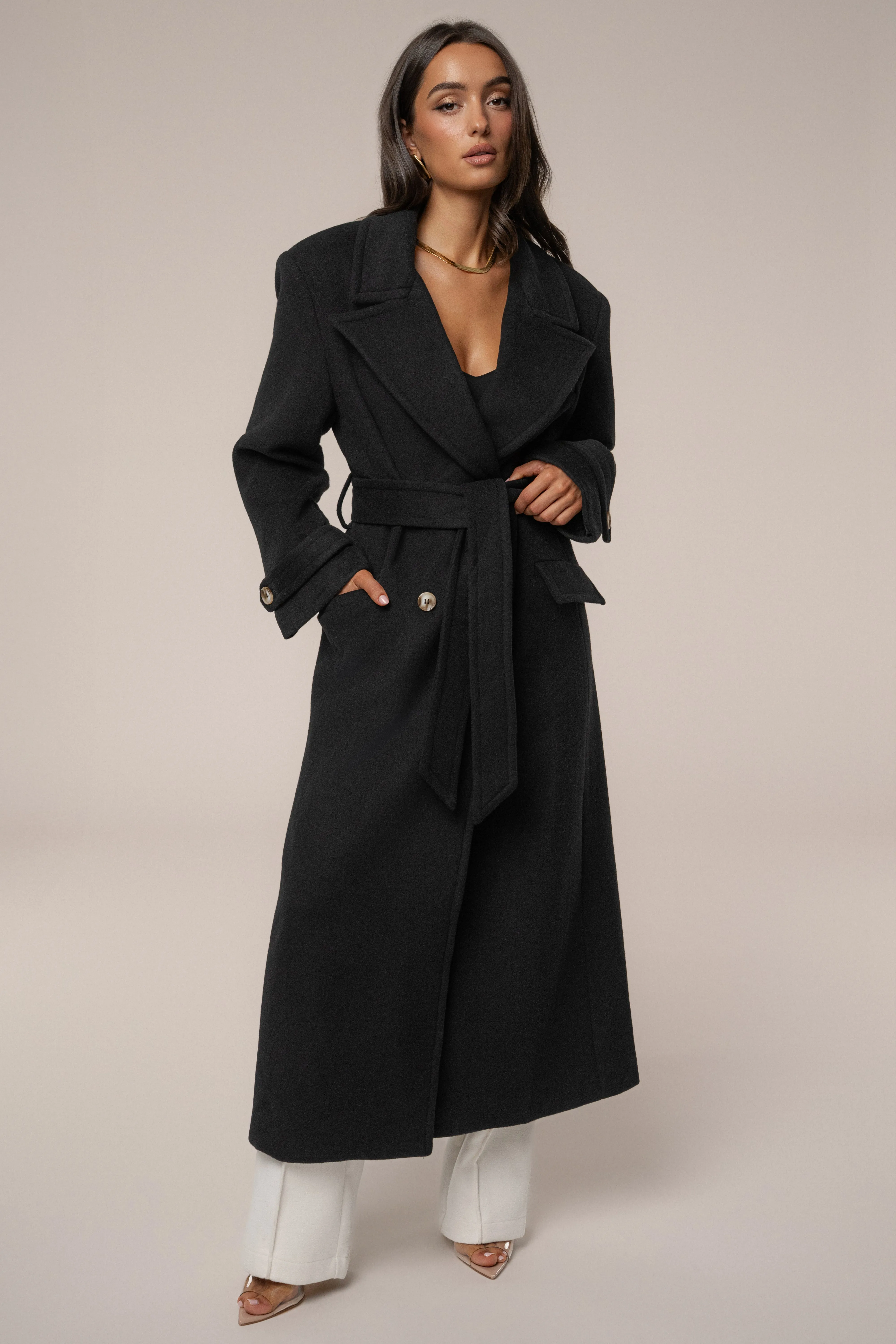 Black Empire Longline Coat sold by JLUXLABEL