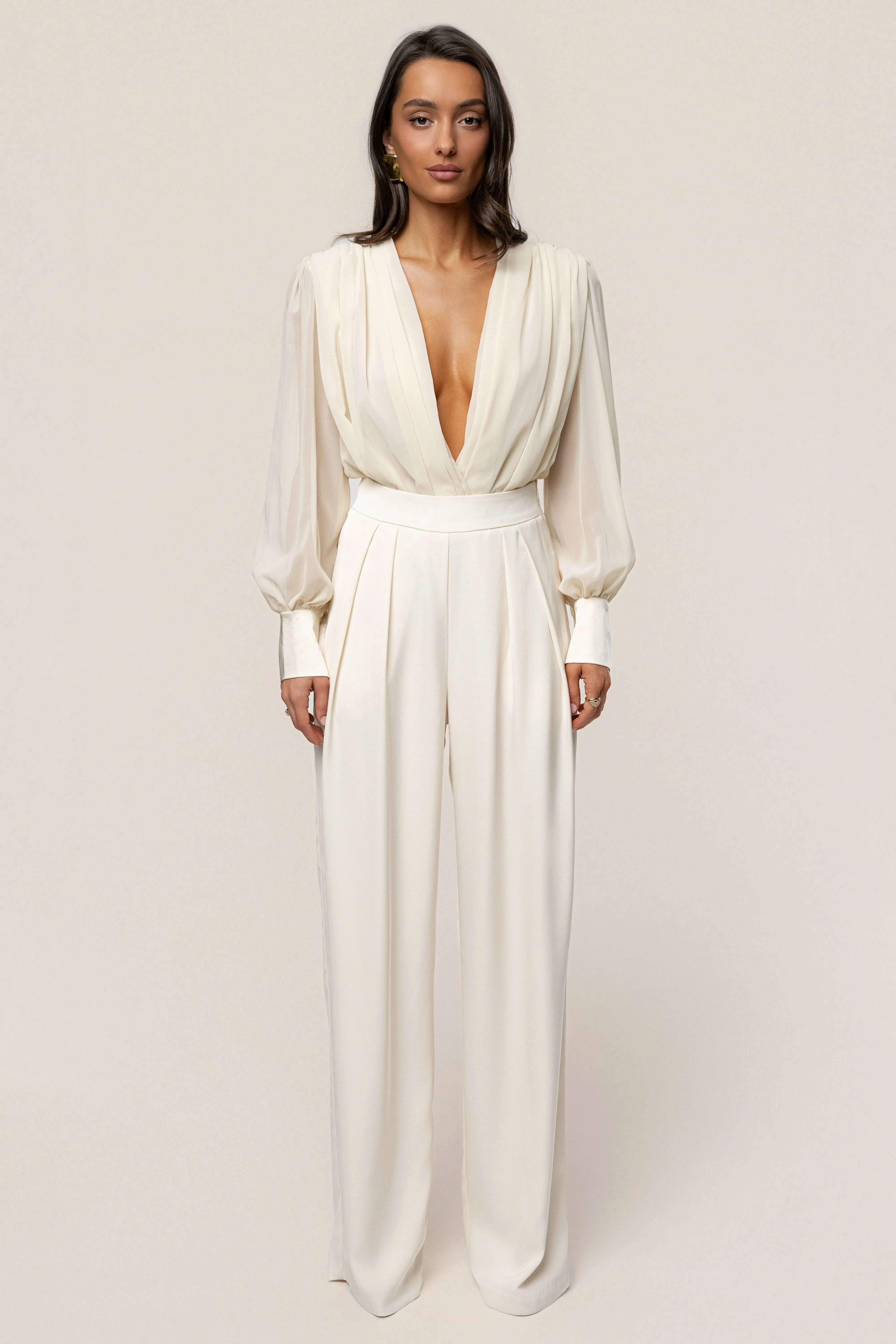 Ivory Refined Pleated Chiffon Top sold by JLUXLABEL product image thumbnail 2