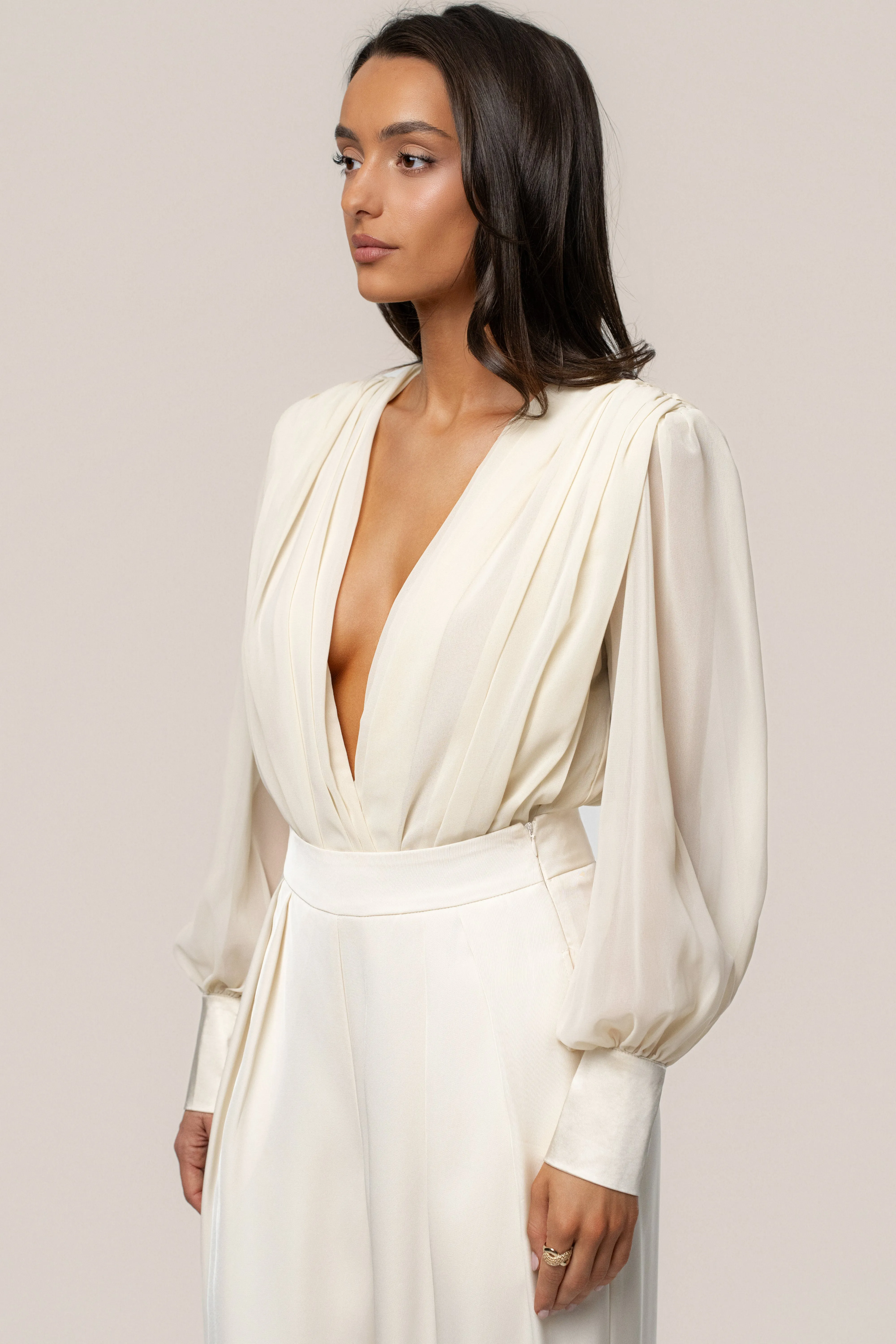 Ivory Refined Pleated Chiffon Top sold by JLUXLABEL product image thumbnail 5