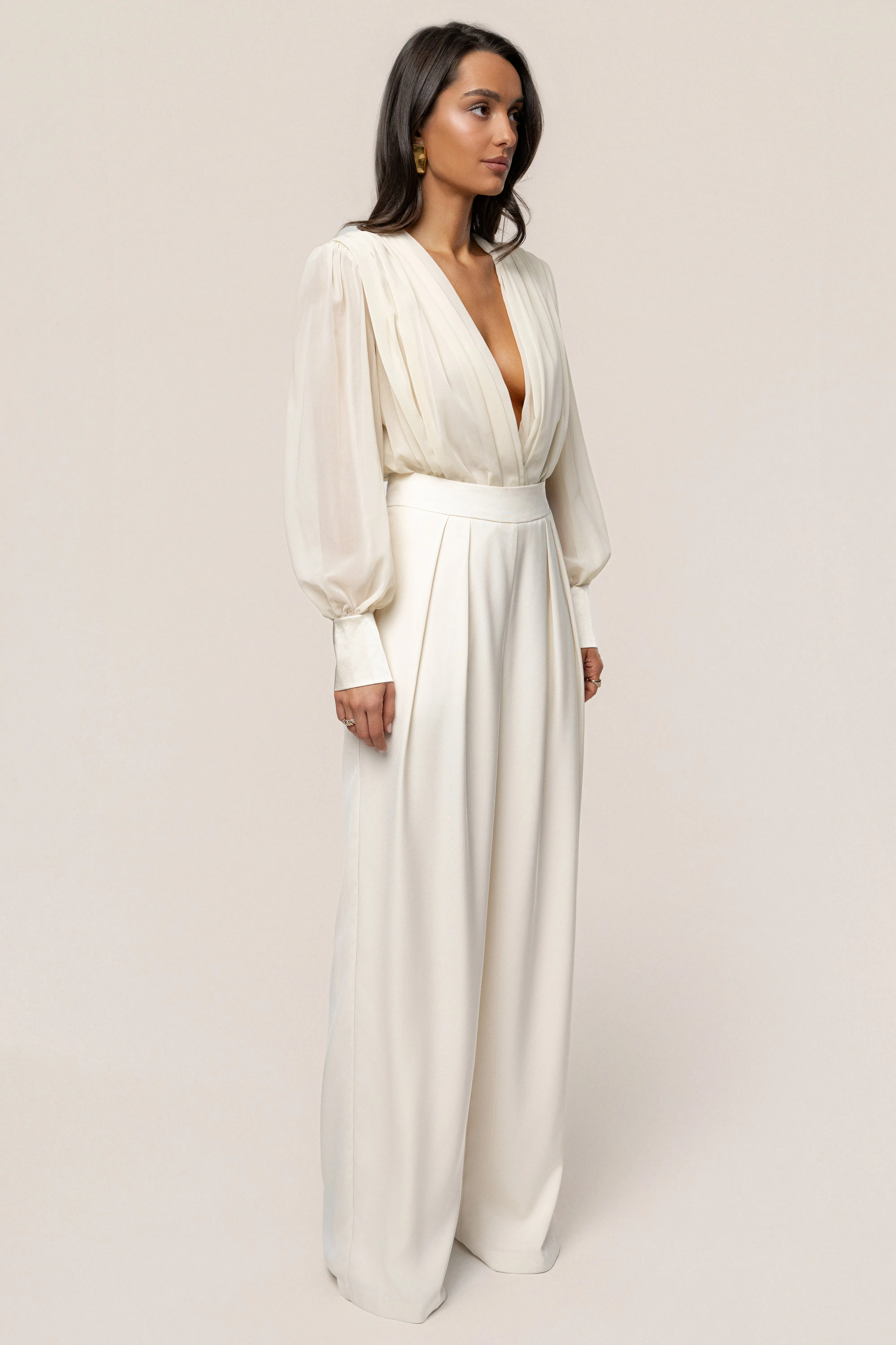 Ivory Refined Pleated Chiffon Top sold by JLUXLABEL product image thumbnail 4