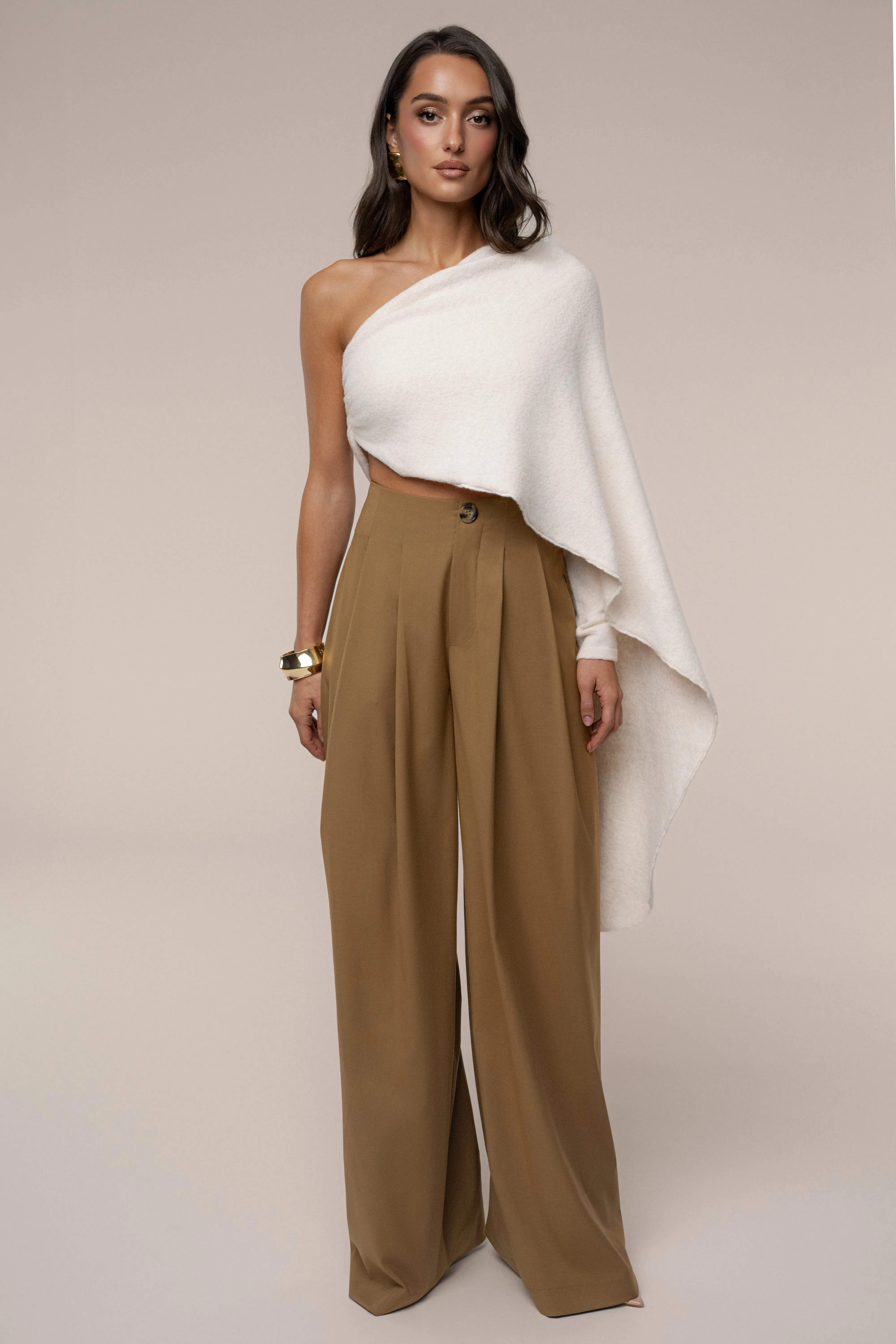 Tan Polished Pleat Trouser sold by JLUXLABEL product image thumbnail 5