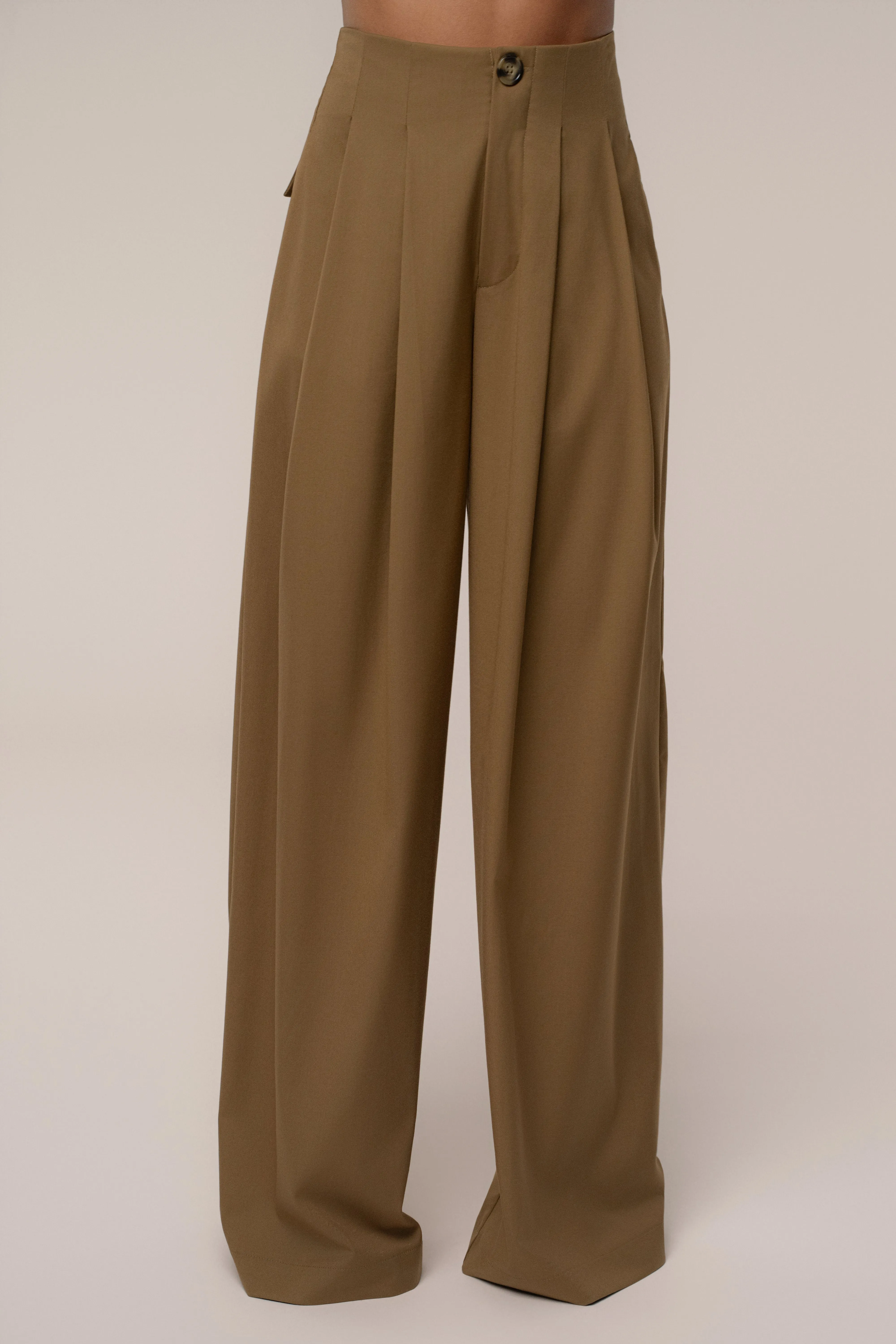 Tan Polished Pleat Trouser sold by JLUXLABEL product image thumbnail 3