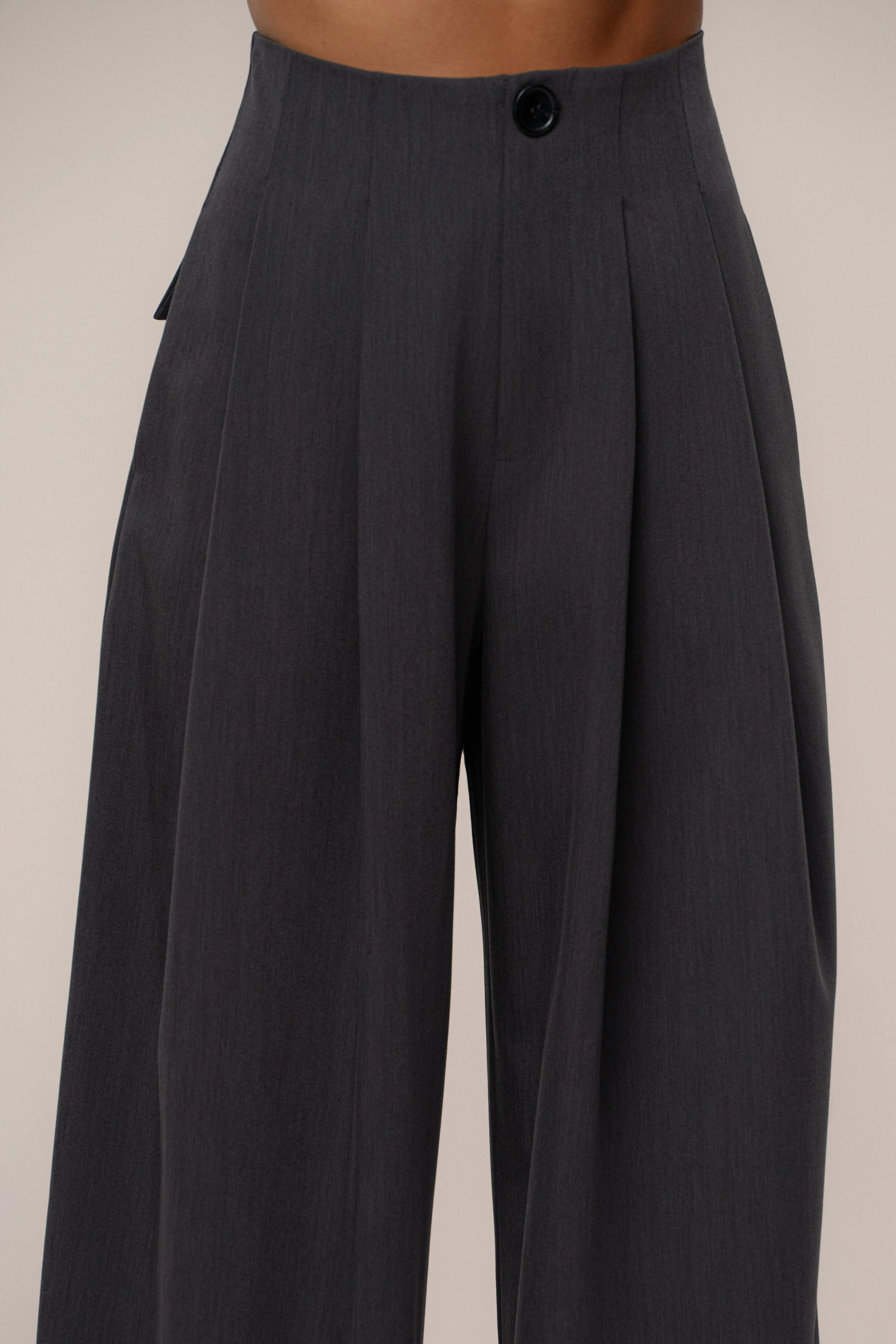 Grey Polished Pleat Trouser sold by JLUXLABEL product image thumbnail 3