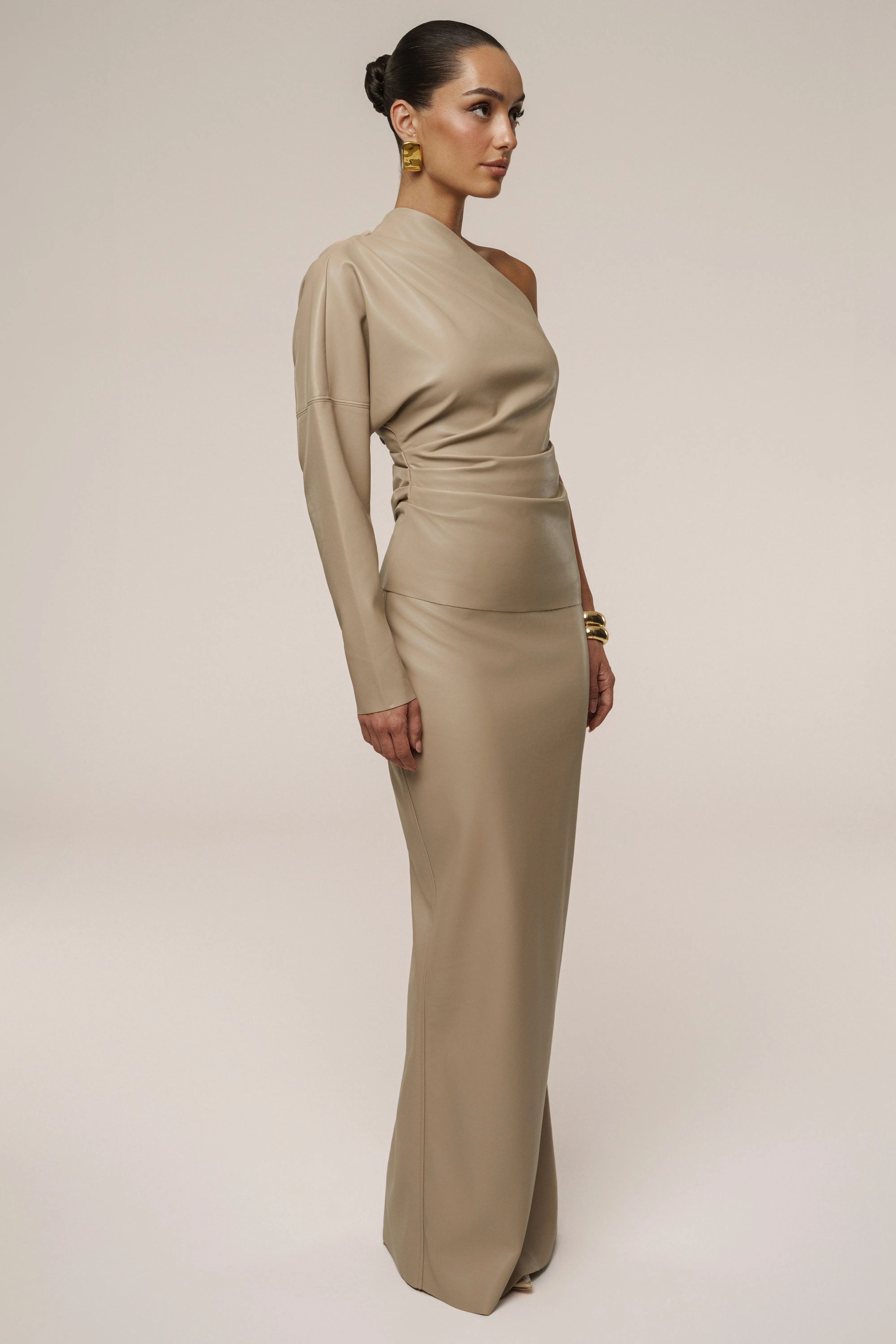 Tan Demi PU Leather One Shoulder Top sold by JLUXLABEL product image thumbnail 5