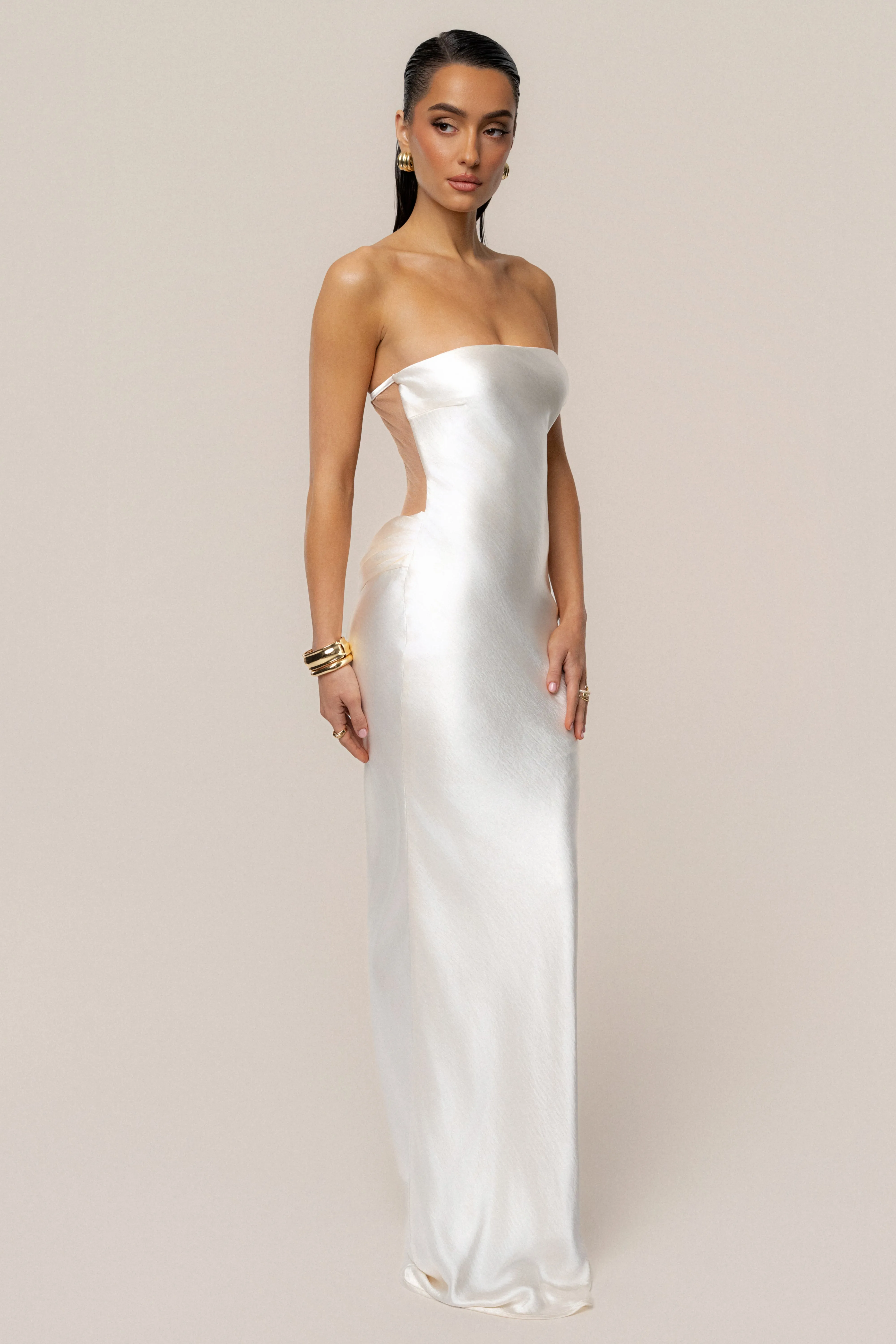Ivory Regal Rising Satin Maxi Dress sold by JLUXLABEL product image thumbnail 2
