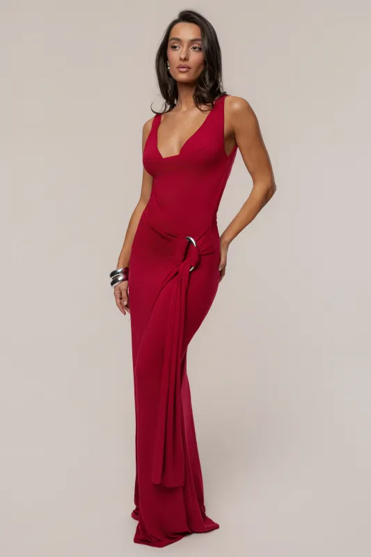Red Divine State Maxi Dress sold by JLUXLABEL