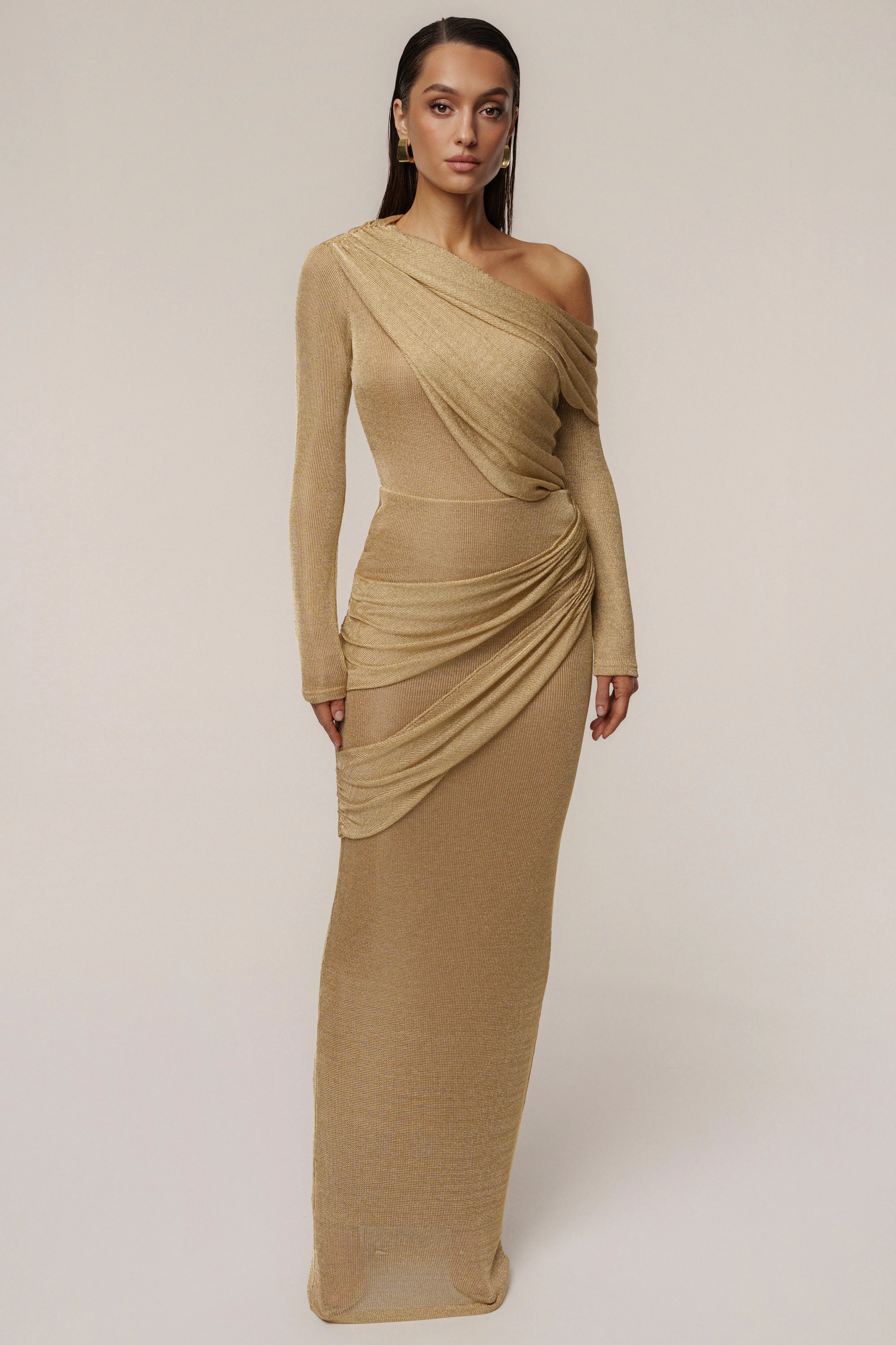 Gold Opulent Metallic Maxi Skirt sold by JLUXLABEL product image thumbnail 5