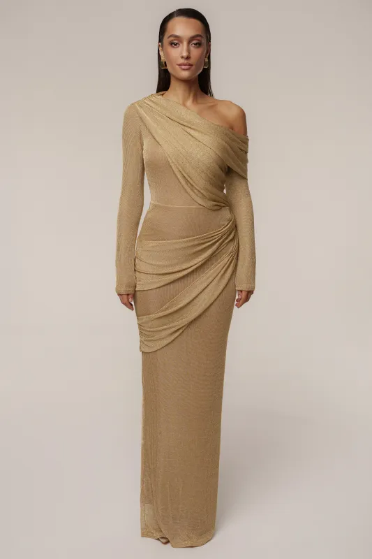 Gold Opulent Metallic Maxi Skirt sold by JLUXLABEL