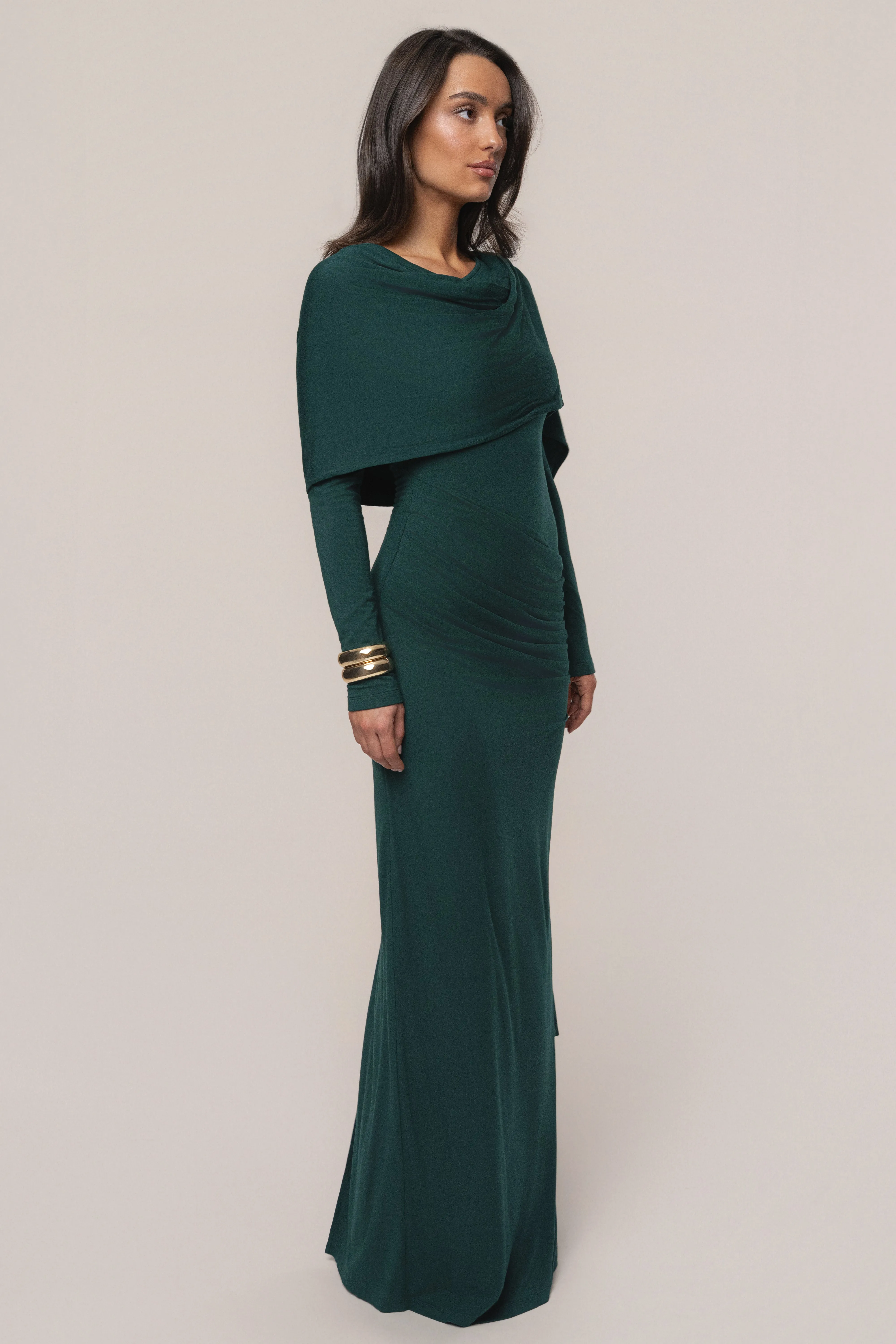 Emerald Glitz Asymmetric Maxi Dress sold by JLUXLABEL product image thumbnail 5