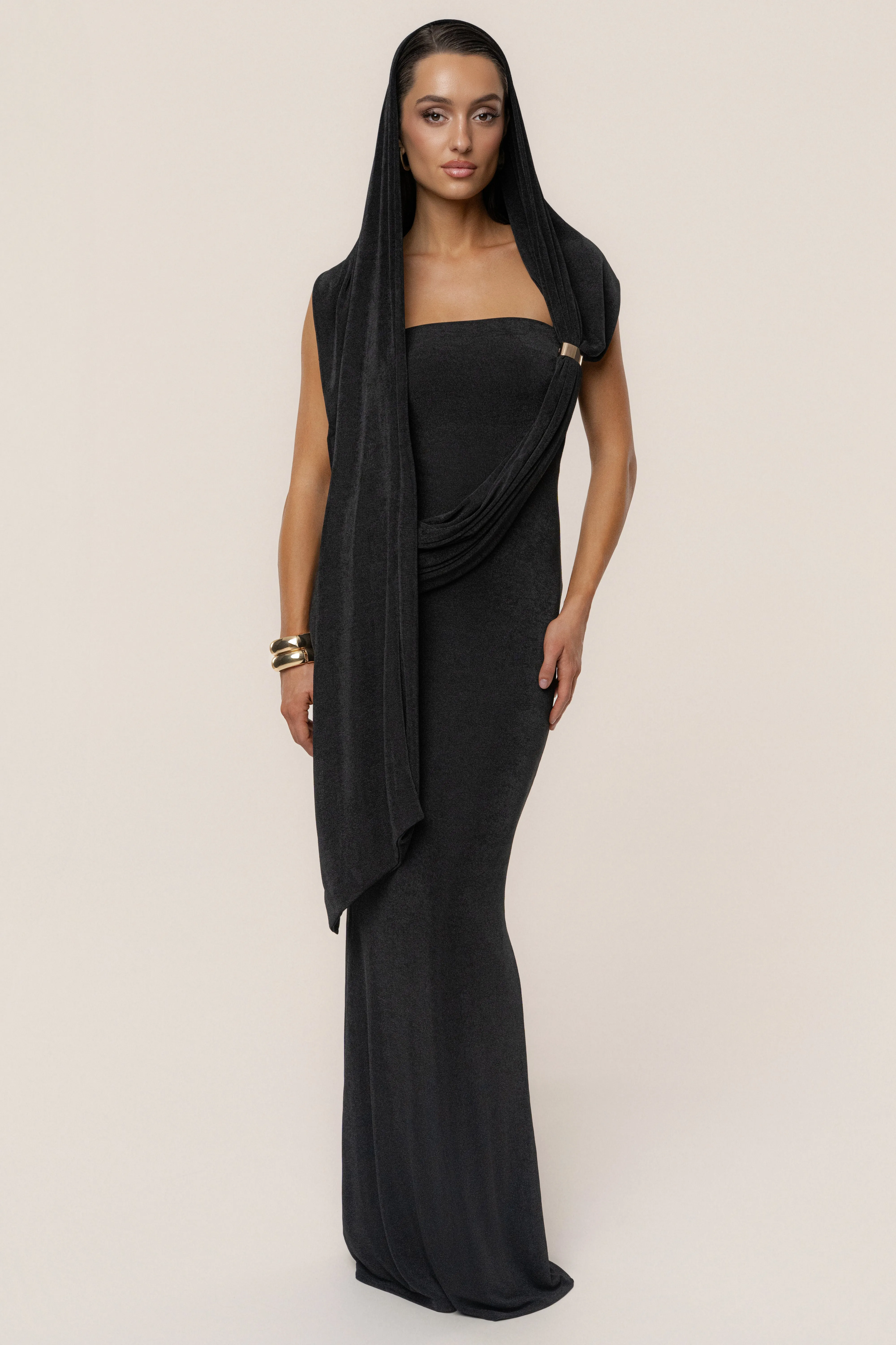 Black Golden Veil Maxi Dress sold by JLUXLABEL product image thumbnail 2