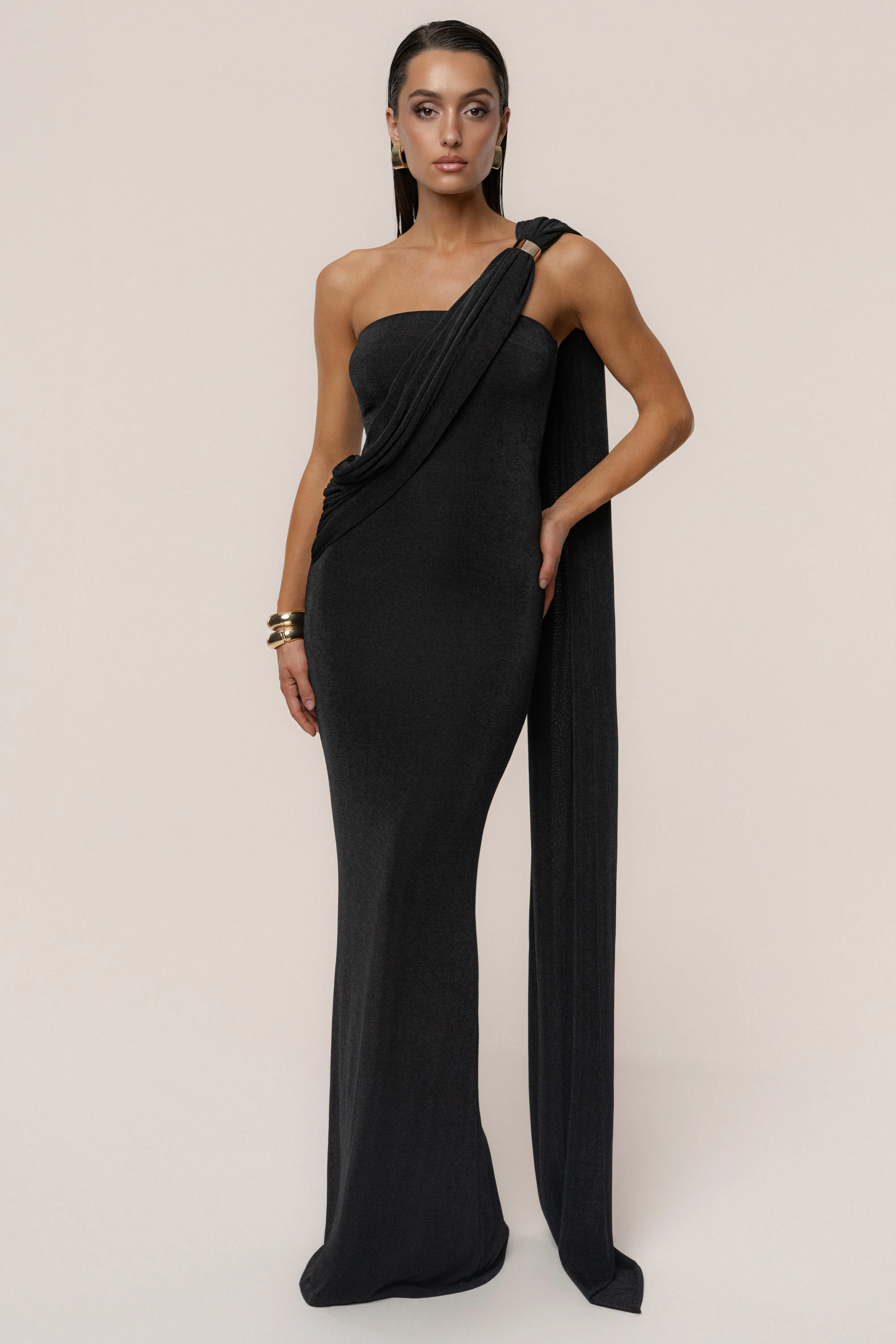Black Golden Veil Maxi Dress sold by JLUXLABEL