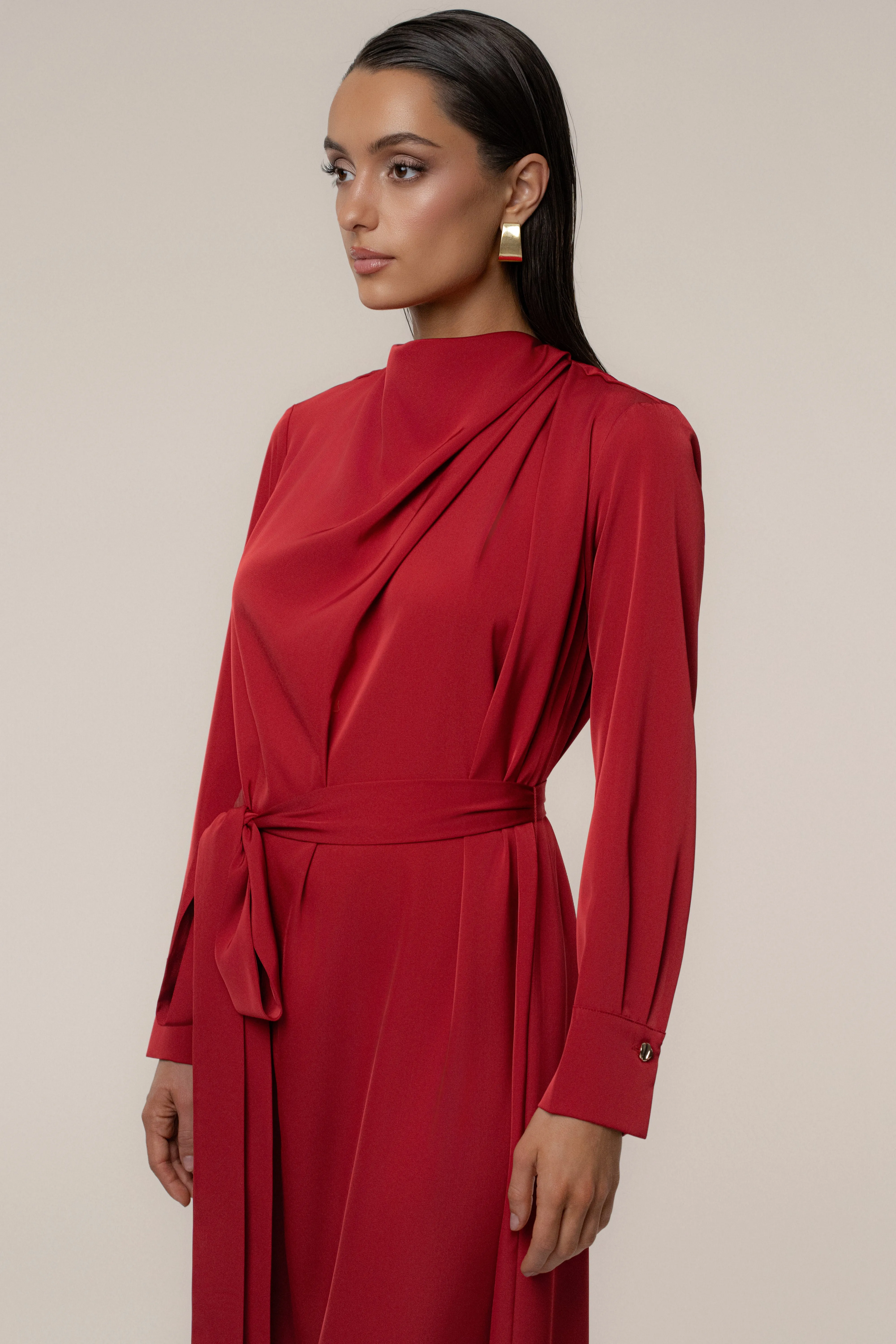 Red Victoria Satin Maxi Dress sold by JLUXLABEL product image thumbnail 3