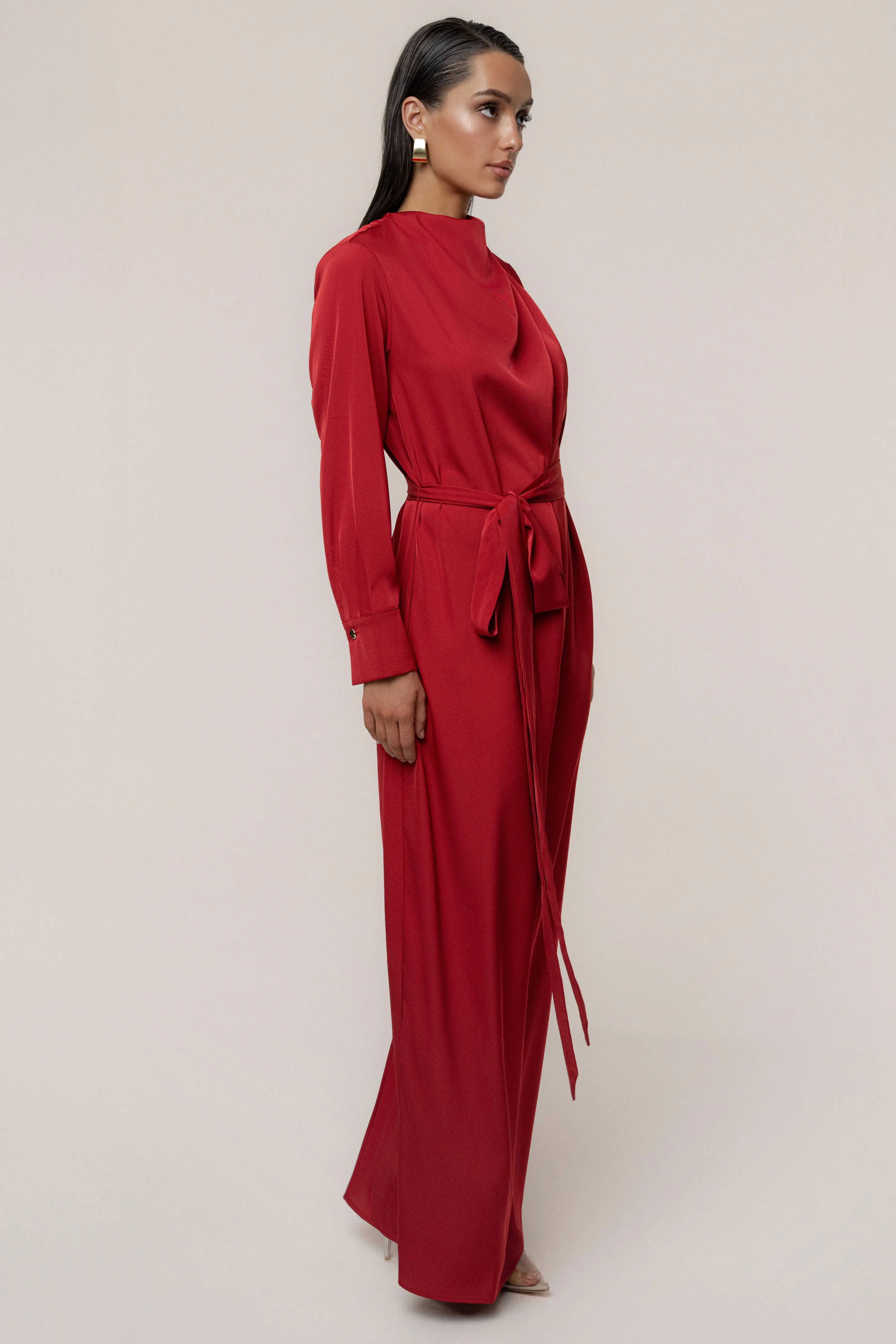 Red Victoria Satin Maxi Dress sold by JLUXLABEL product image thumbnail 5