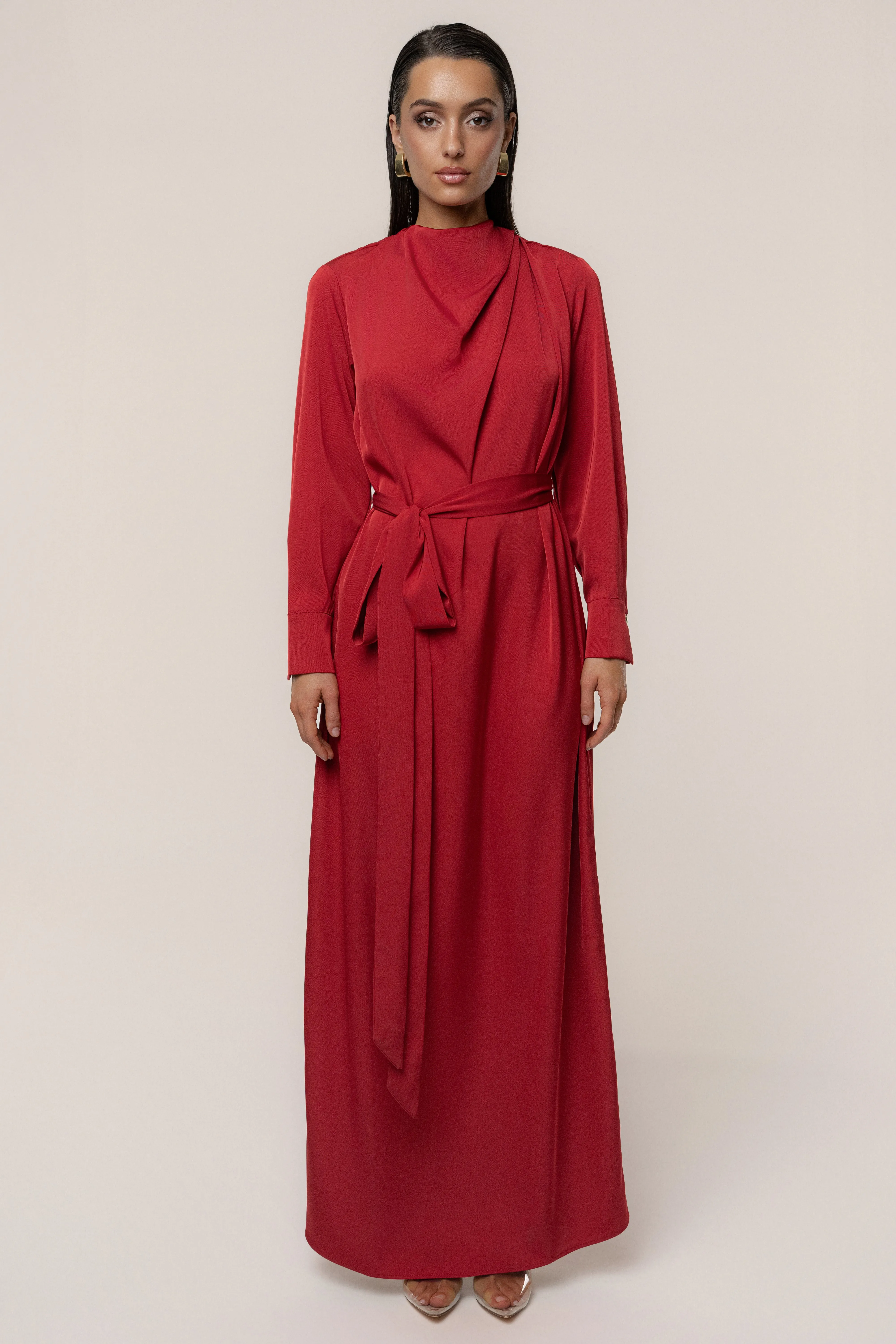 Red Victoria Satin Maxi Dress sold by JLUXLABEL product image thumbnail 4