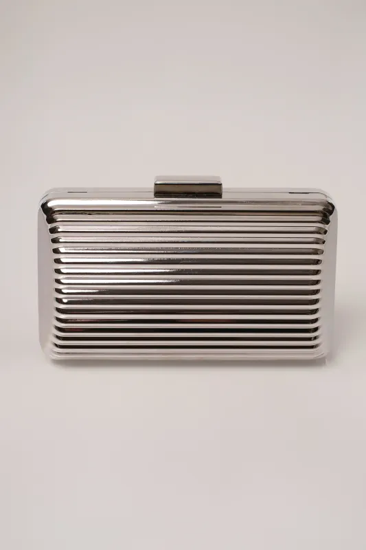 Silver Quinn Metallic Clutch sold by JLUXLABEL