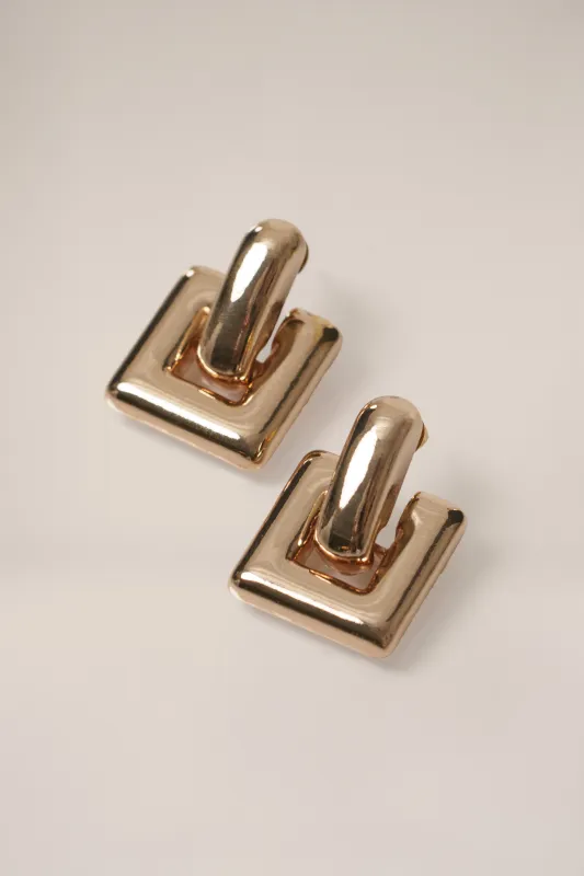 Gold Erin Square Earrings sold by JLUXLABEL