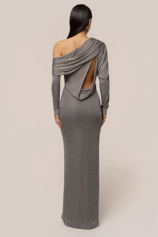 Silver Drape And Shine Maxi Dress sold by JLUXLABEL