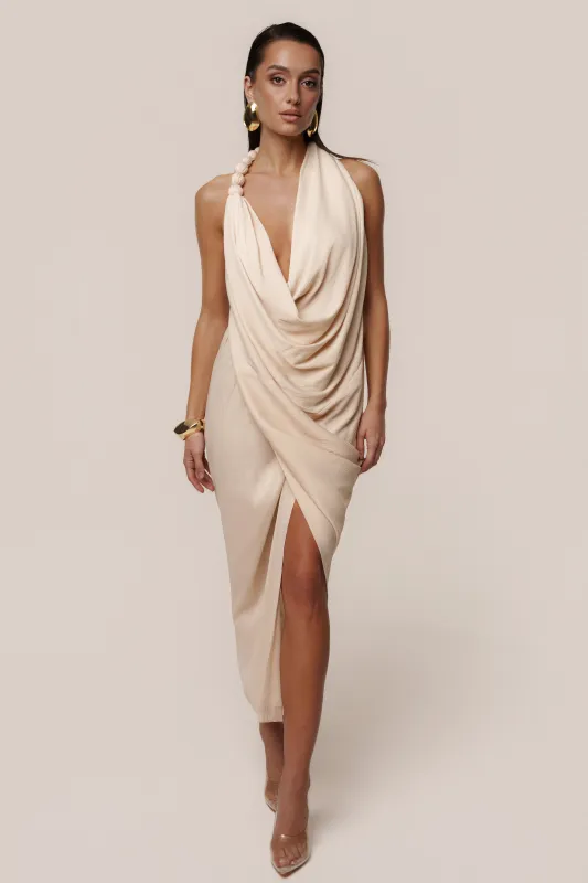 Champagne Dolce Drape Dress made by JLUXLABEL