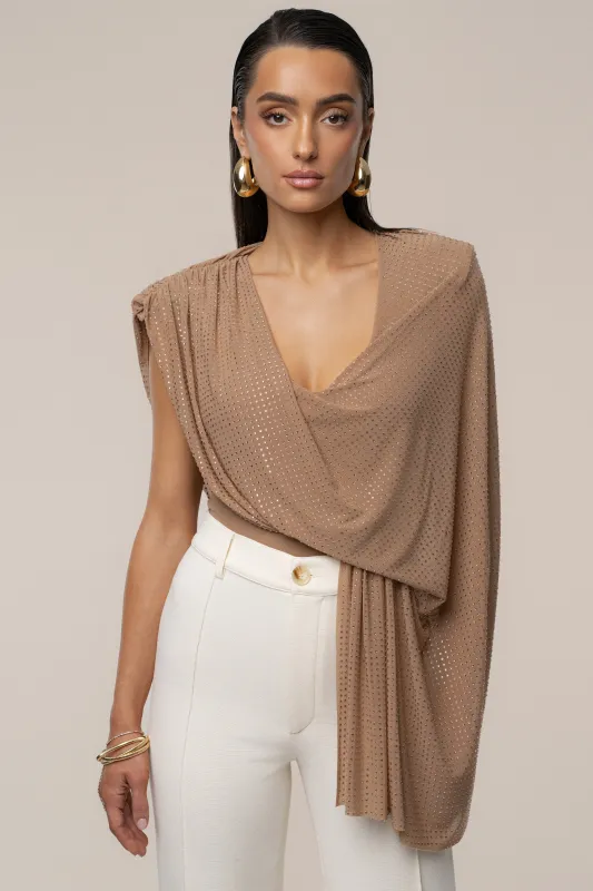 Pecan Draped Dreams Hot Fix Top made by JLUXLABEL