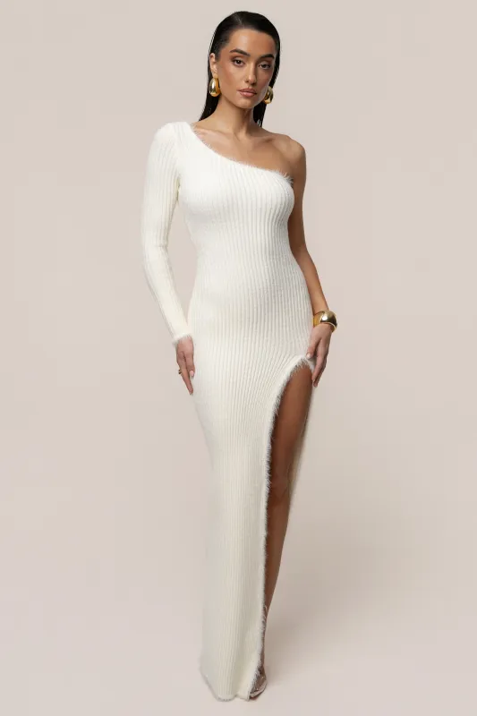 Ivory Alpine Elegance Slit Dress sold by JLUXLABEL