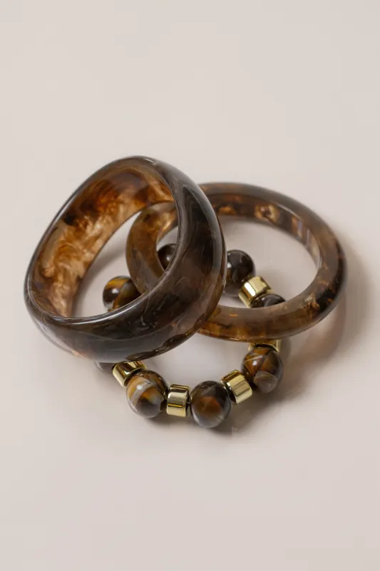 Brown Marbled Bracelet Set sold by JLUXLABEL