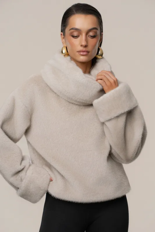 Stone Polished Faux Fur Pullover made by JLUXLABEL