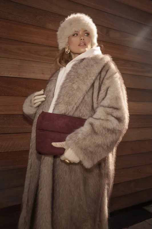 Ivory/Brown Aspen Days Faux Fur Coat sold by JLUXLABEL