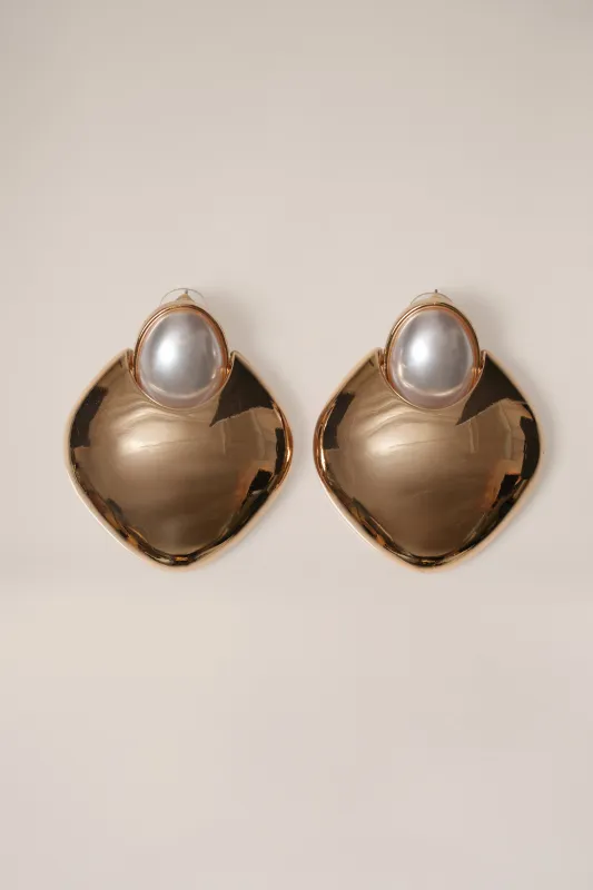 Gold Pearl Crest Earrings sold by JLUXLABEL