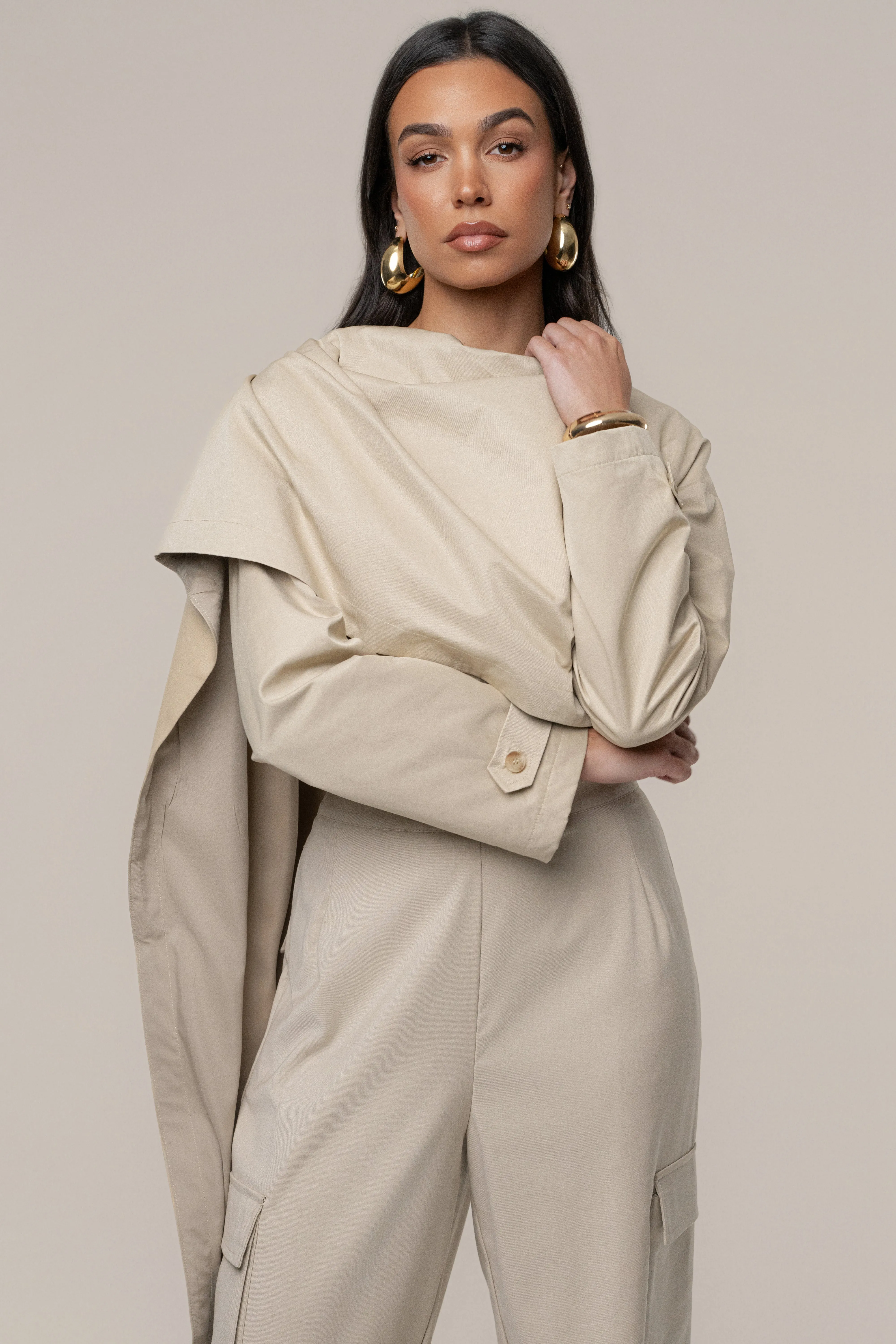 Khaki Next Level Cape Jacket sold by JLUXLABEL product image thumbnail 2