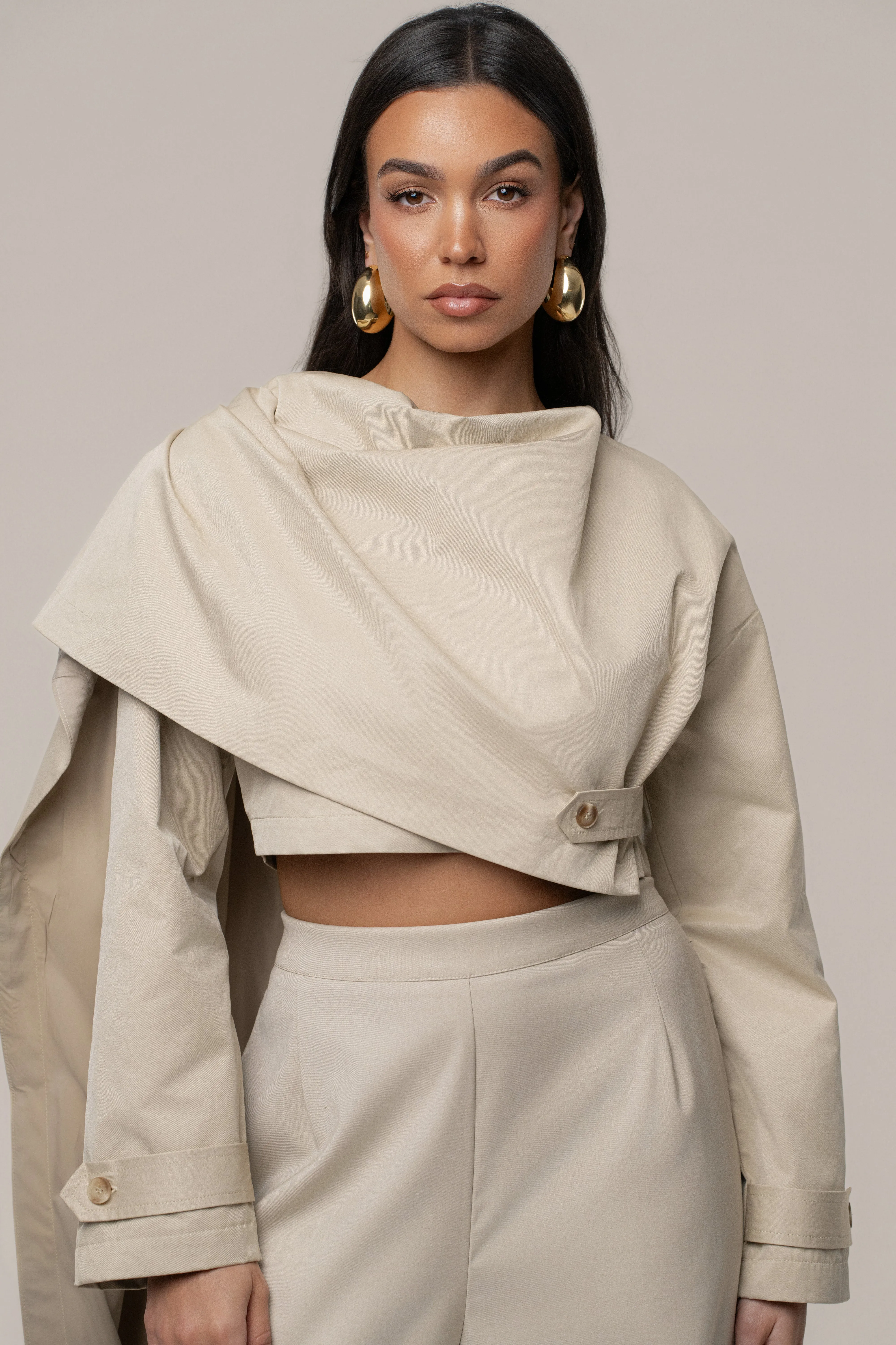 Khaki Next Level Cape Jacket sold by JLUXLABEL product image thumbnail 4