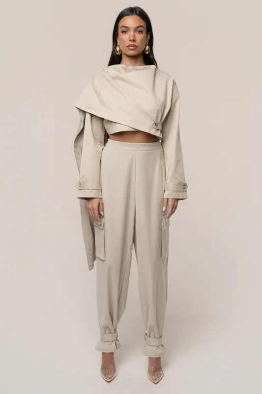 Khaki Next Level Cape Jacket sold by JLUXLABEL