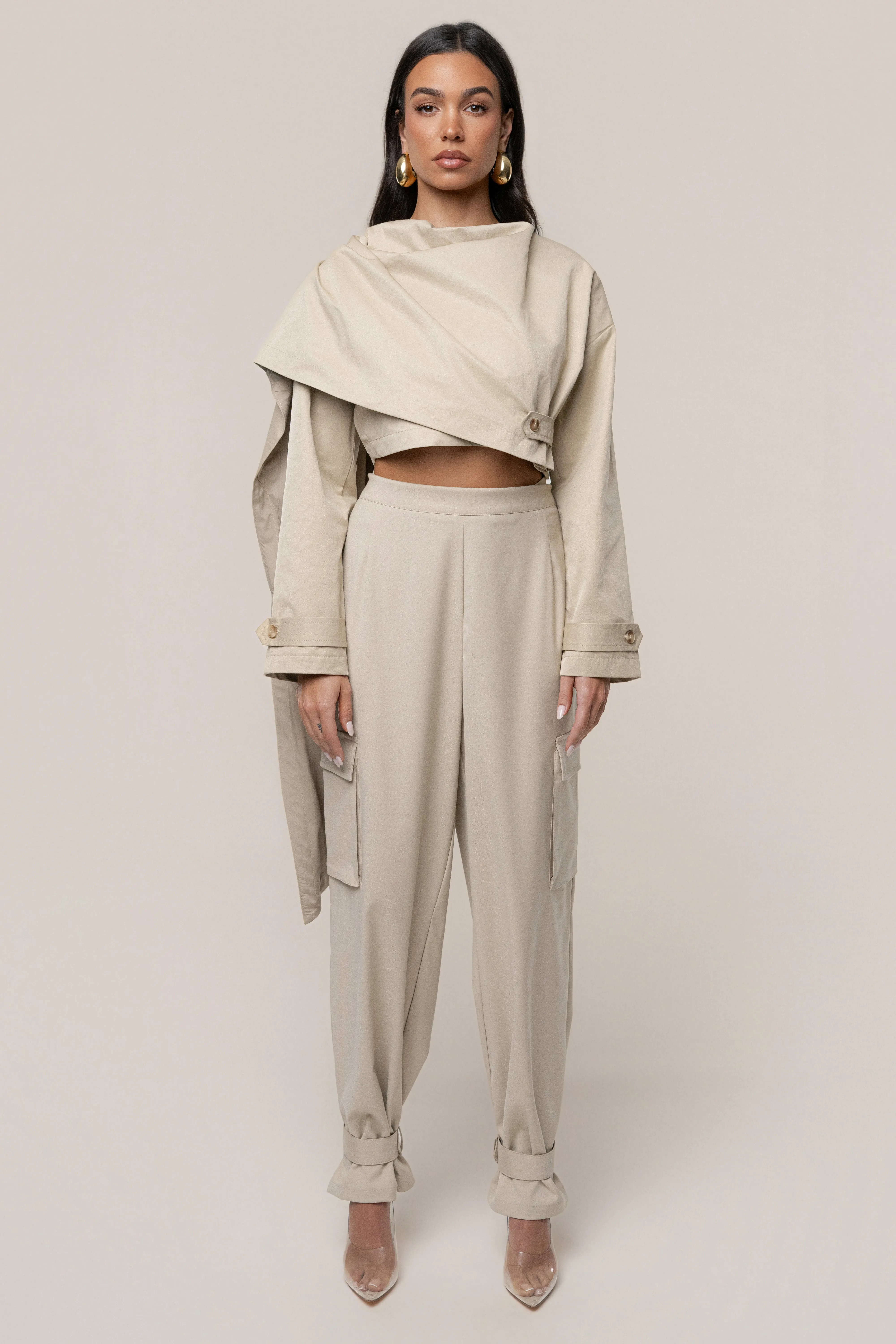 Khaki Next Level Cape Jacket sold by JLUXLABEL