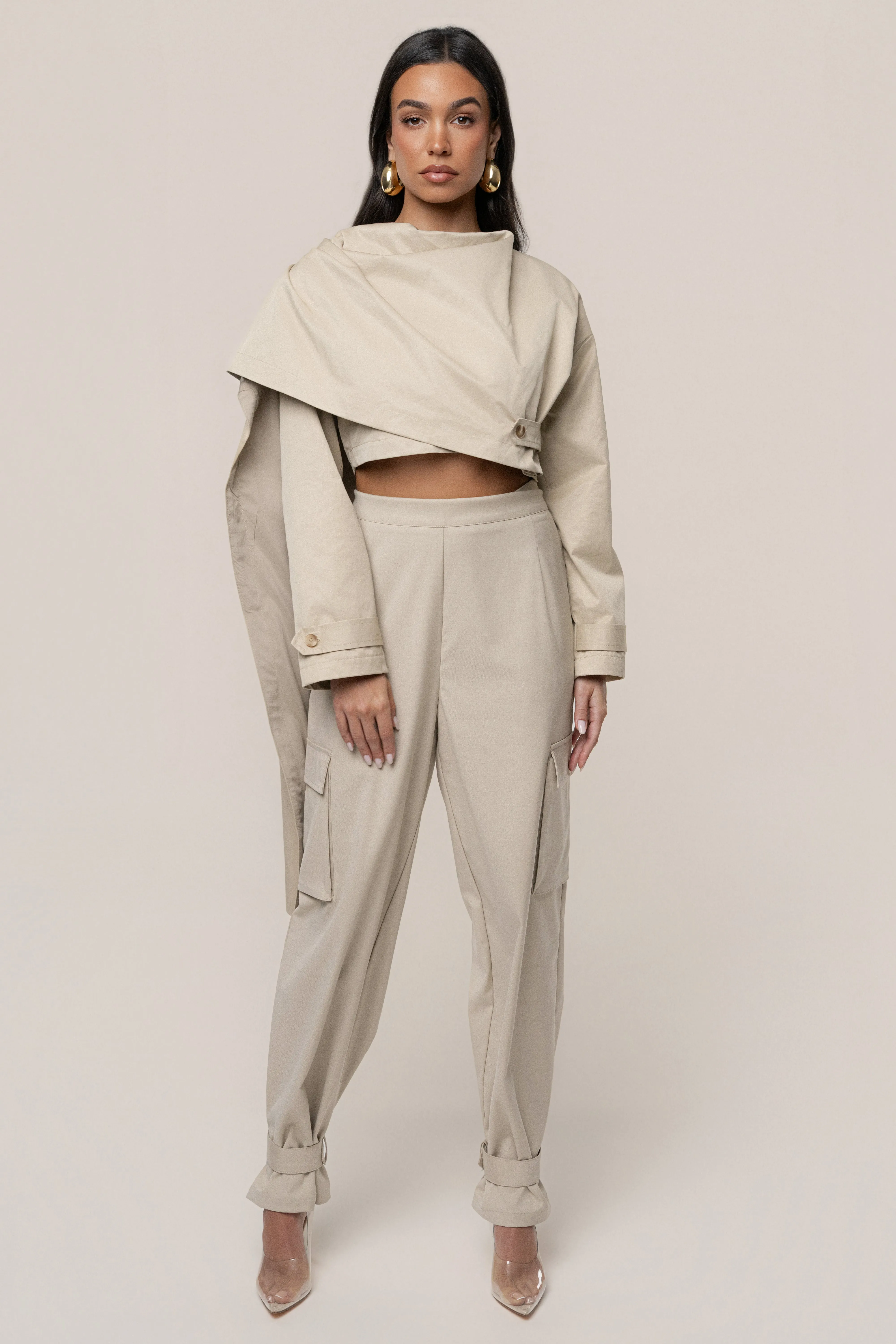 Khaki Next Level Cape Jacket sold by JLUXLABEL product image thumbnail 5