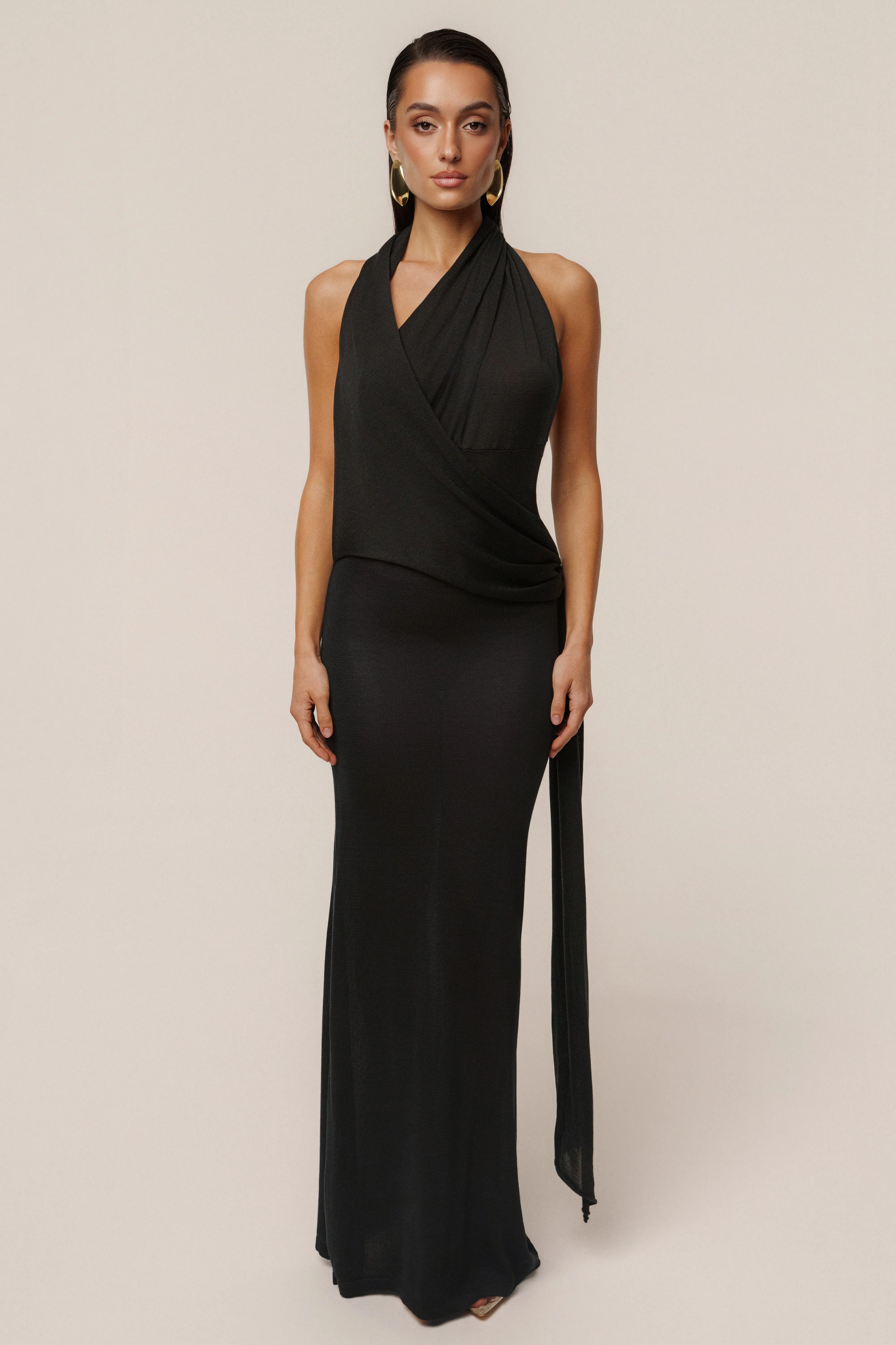 Black Miranda Draped Maxi Dress sold by JLUXLABEL product image thumbnail 3