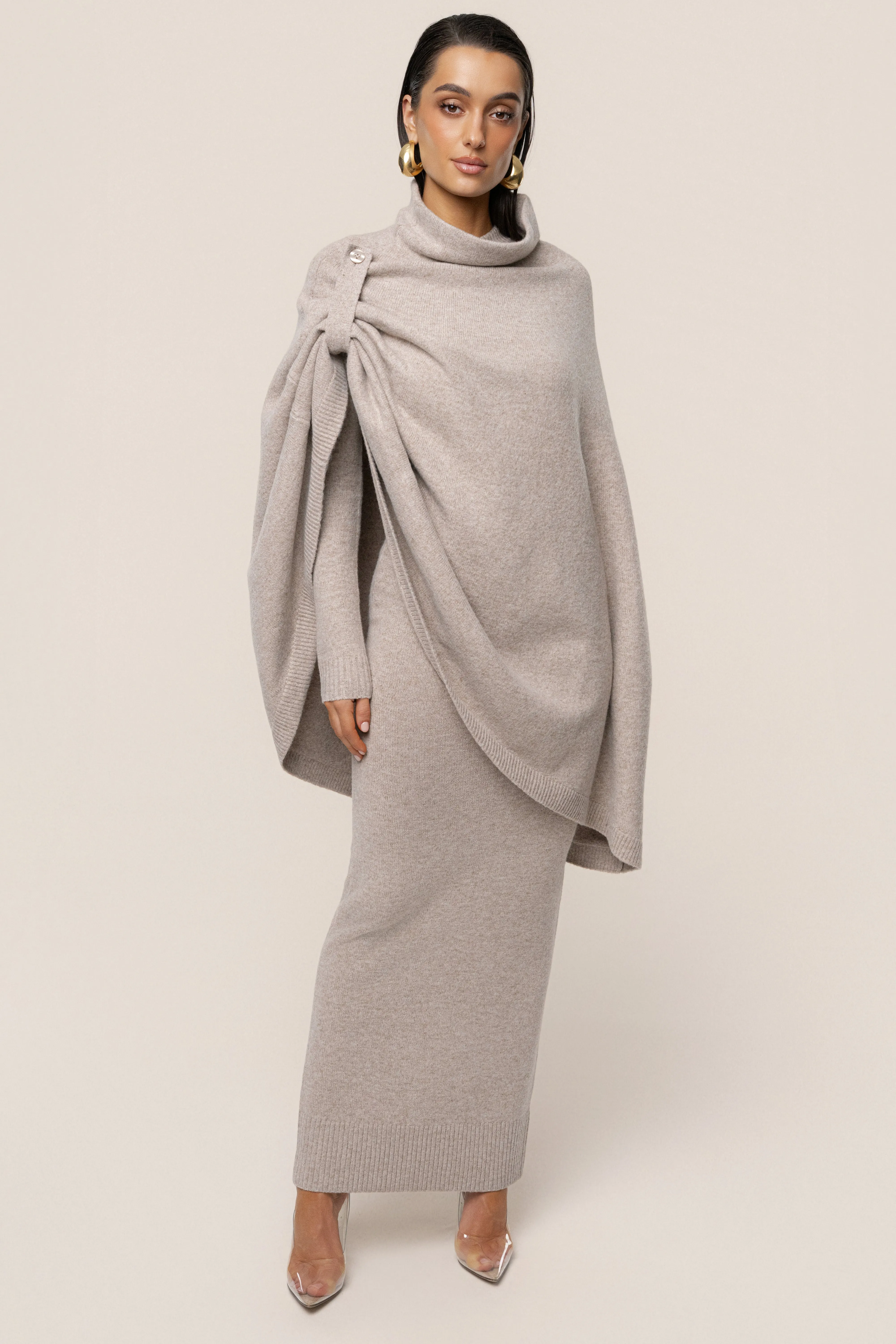 Beige Fireside Knit Maxi Dress sold by JLUXLABEL product image thumbnail 2