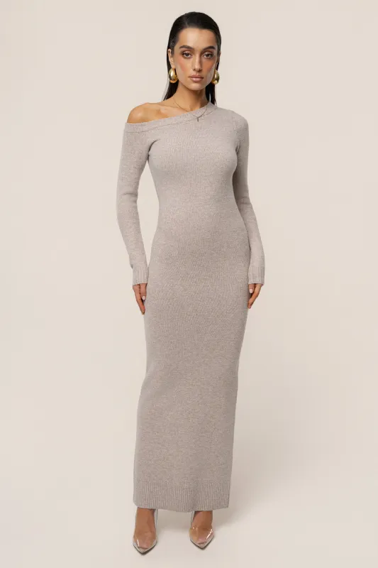 Beige Fireside Knit Maxi Dress made by JLUXLABEL