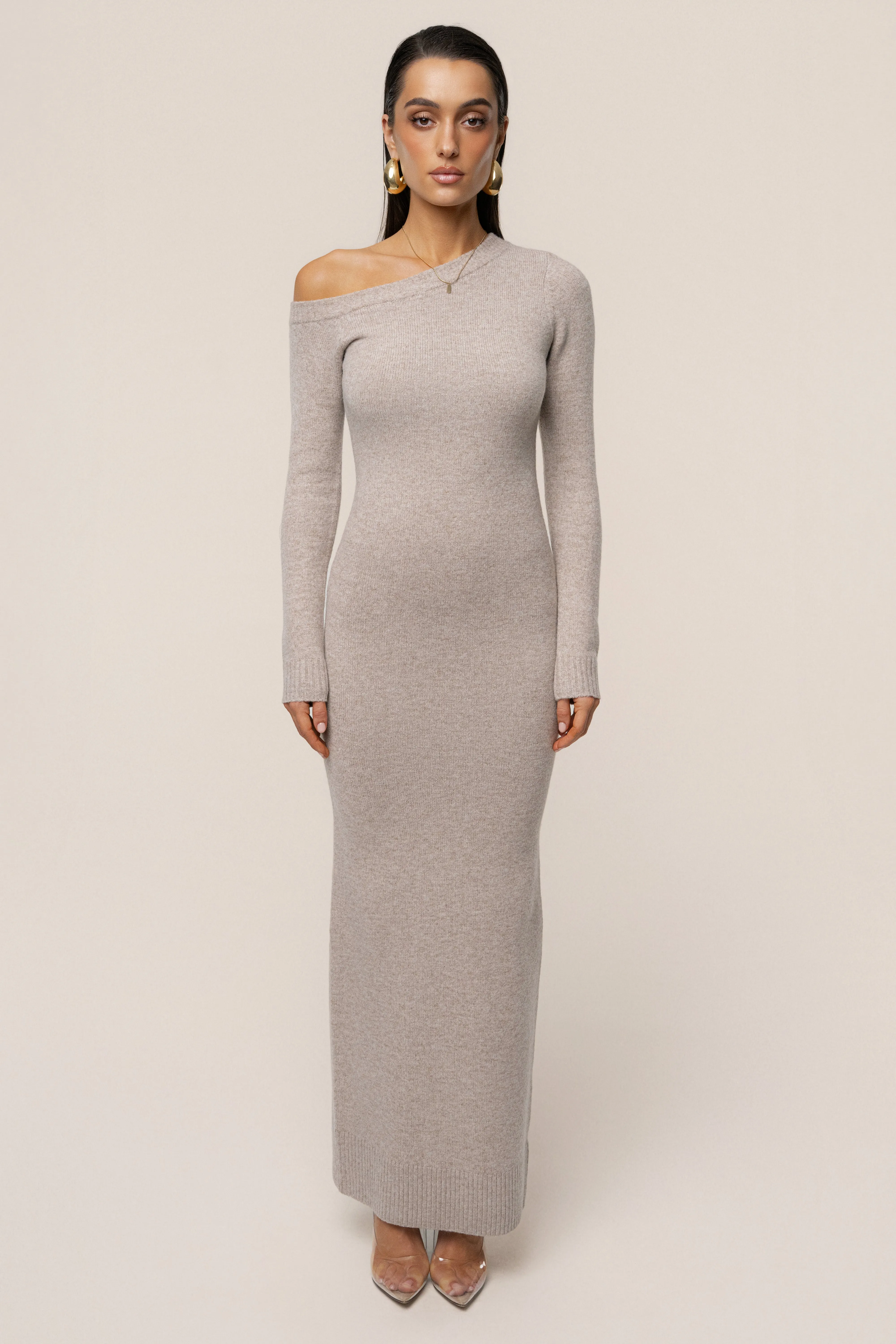 Beige Fireside Knit Maxi Dress sold by JLUXLABEL product image thumbnail 4