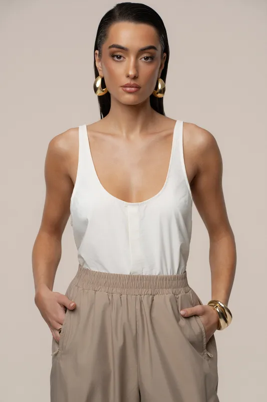 Ivory Active Scoop Neck Top made by JLUXLABEL