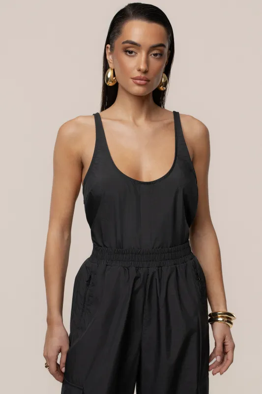 Black Active Scoop Neck Top sold by JLUXLABEL