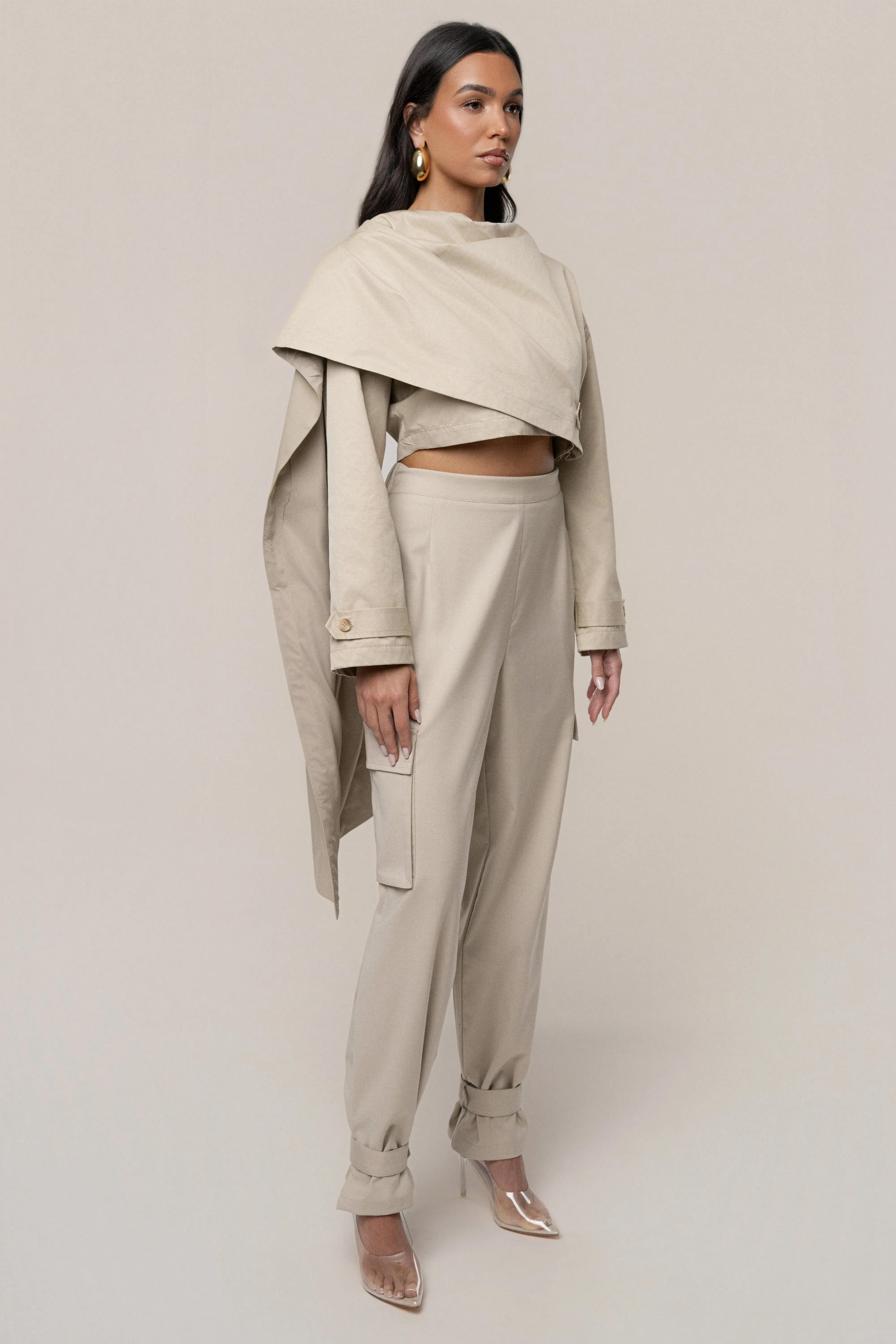 Khaki Autumn Flow Cargo Pants sold by JLUXLABEL product image thumbnail 5