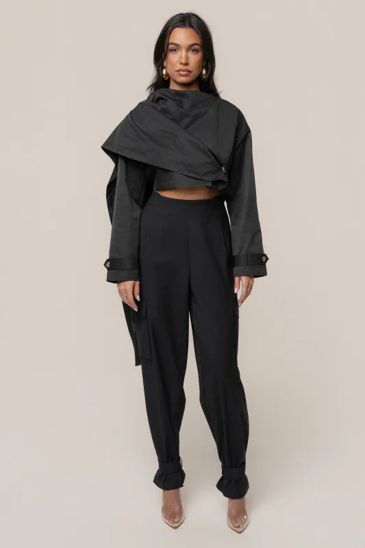 Black Autumn Flow Cargo Pants made by JLUXLABEL