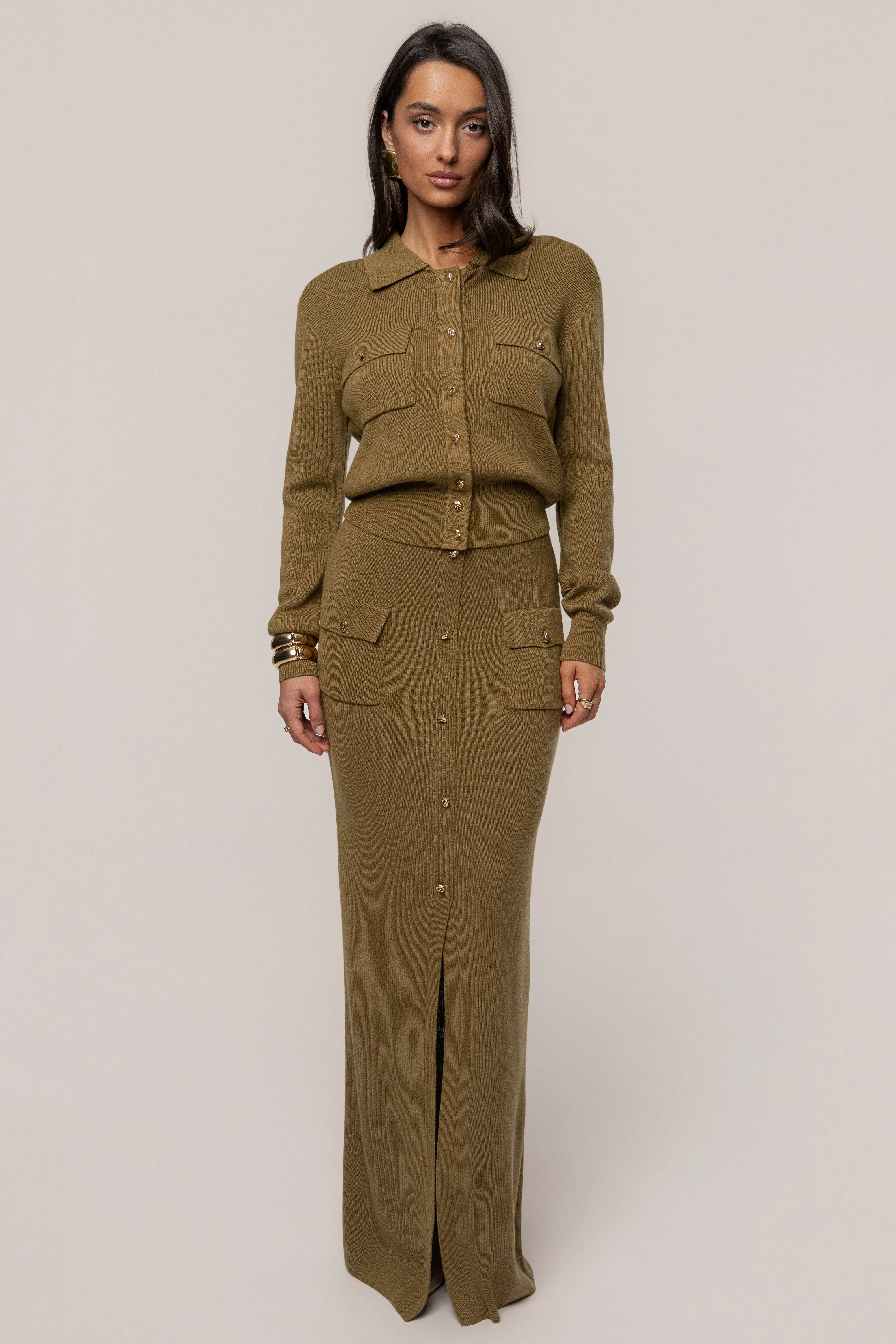 Olive Fall Bliss Maxi Skirt sold by JLUXLABEL product image thumbnail 5