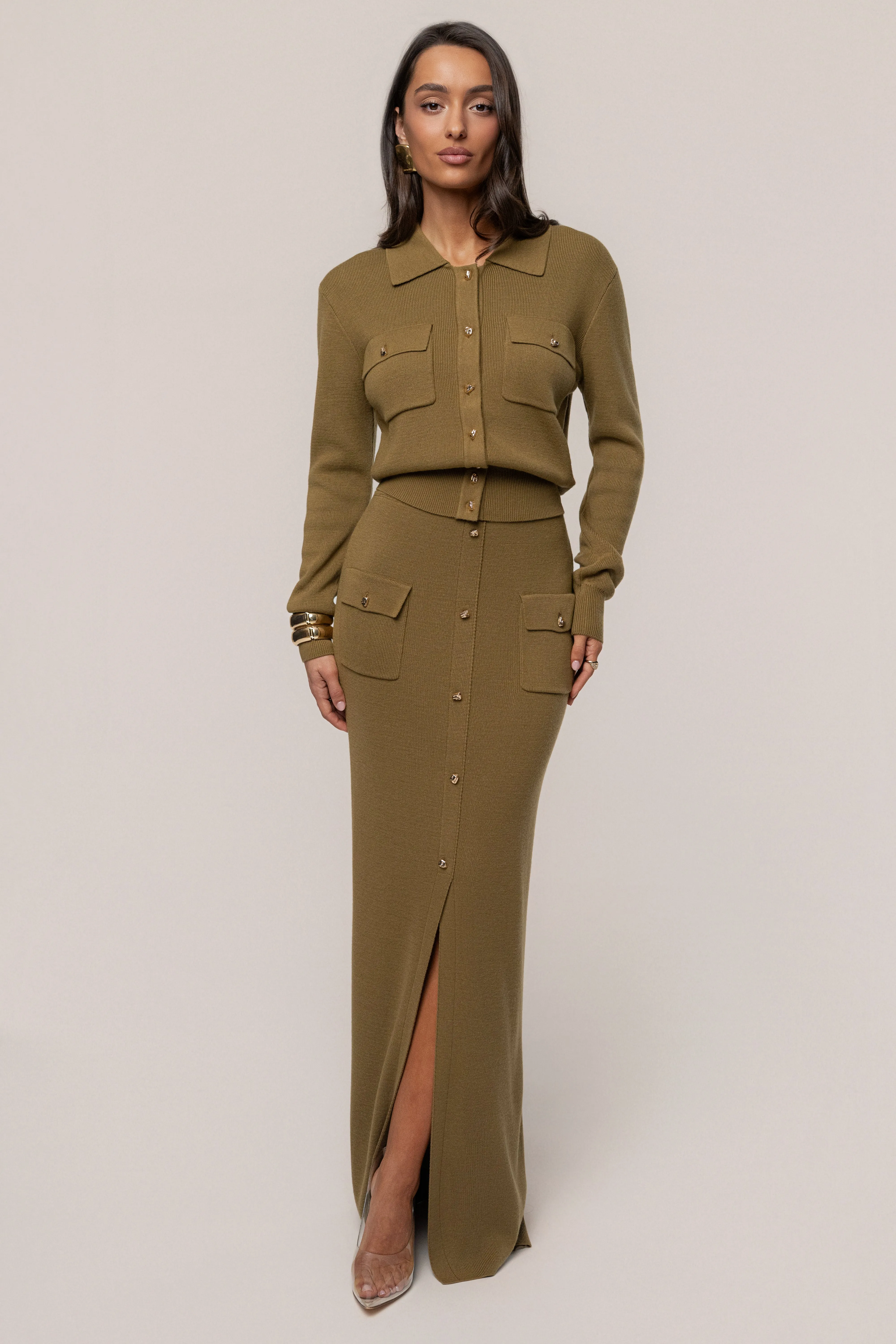 Olive Fall Bliss Maxi Skirt sold by JLUXLABEL product image thumbnail 4