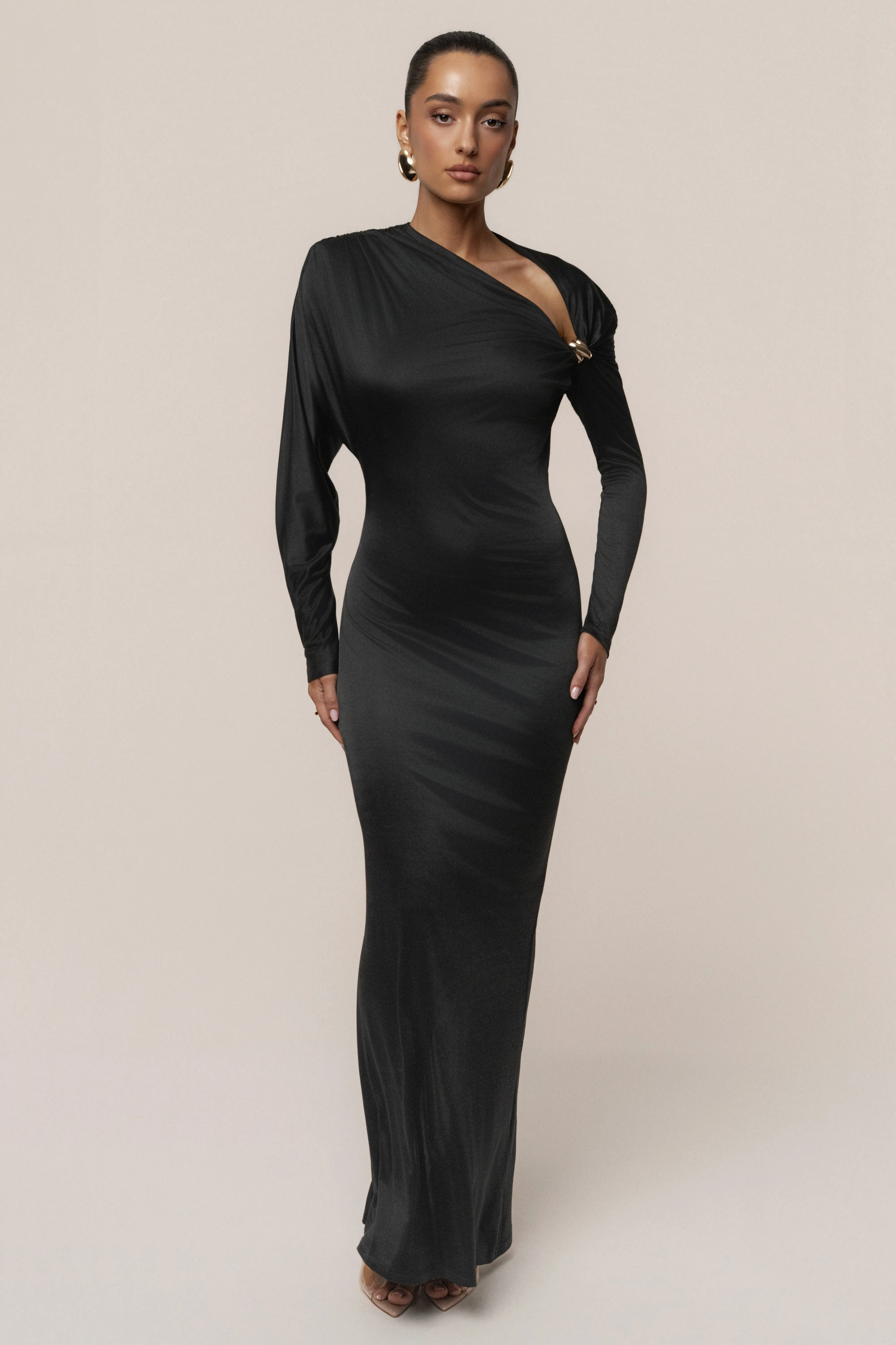 Black Glisten Slit Maxi Dress sold by JLUXLABEL product image thumbnail 5