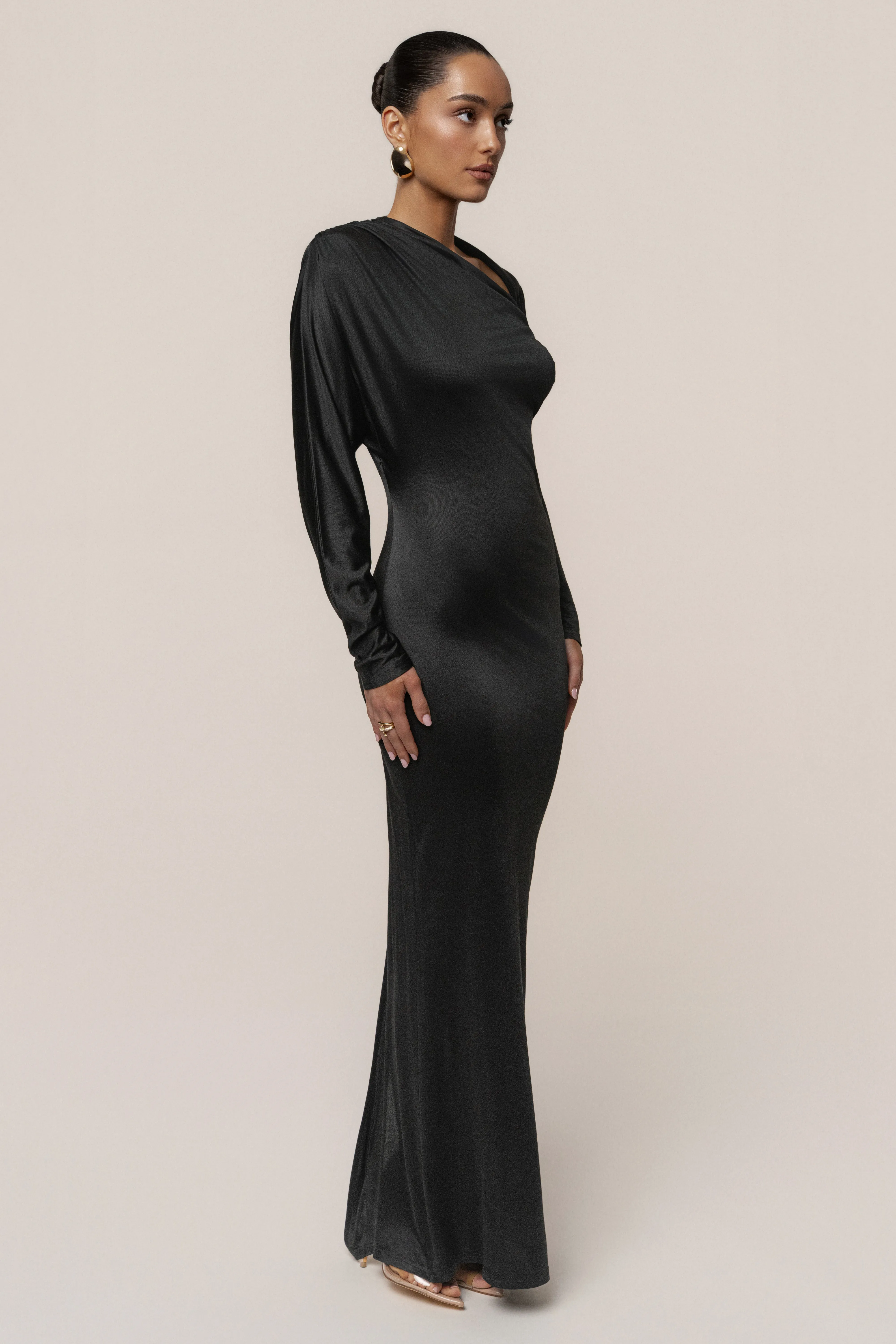 Black Glisten Slit Maxi Dress sold by JLUXLABEL product image thumbnail 3