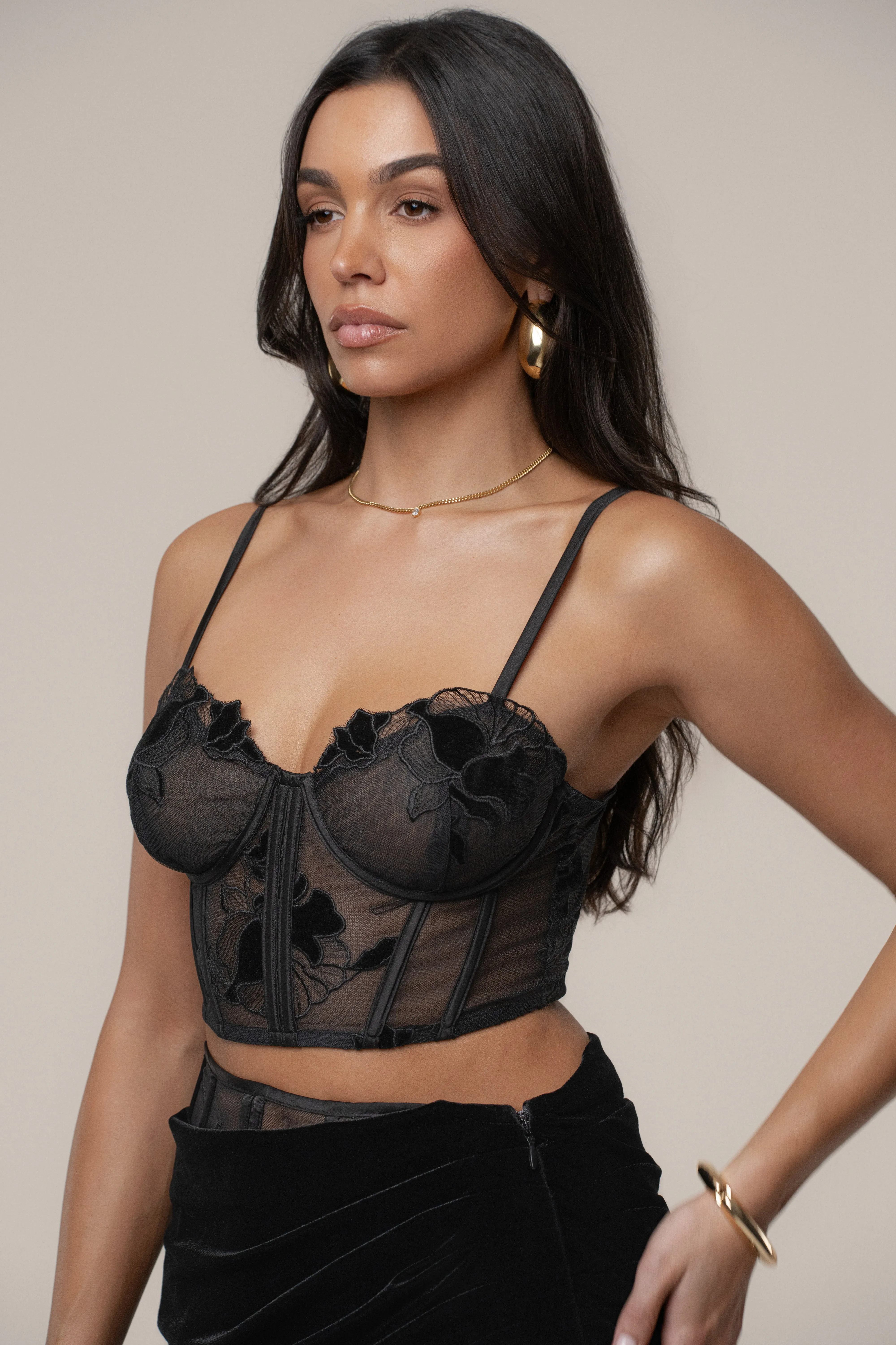 Black Velvet And Lace Bustier sold by JLUXLABEL product image thumbnail 3