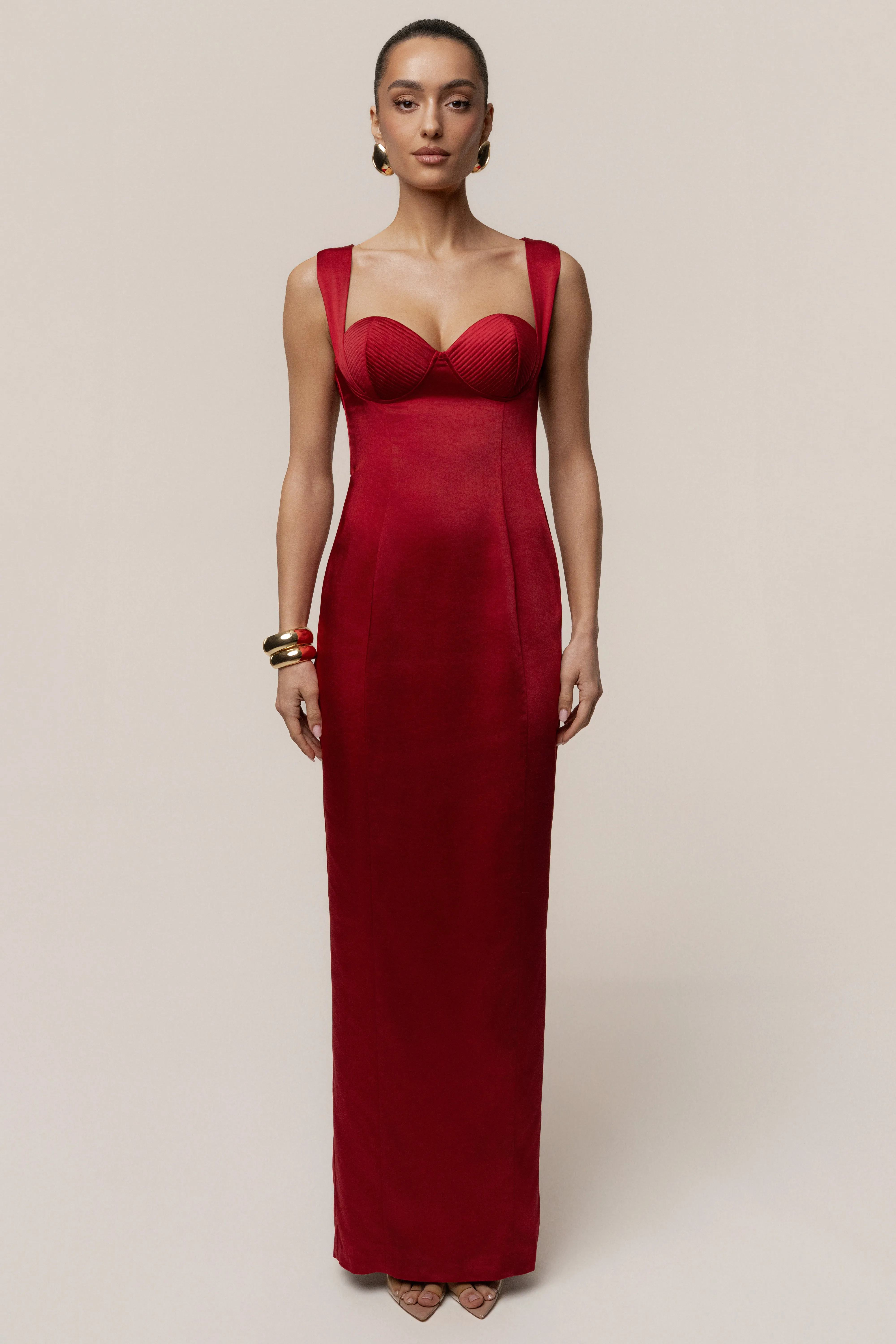 Red Amour Satin Maxi Dress sold by JLUXLABEL product image thumbnail 4