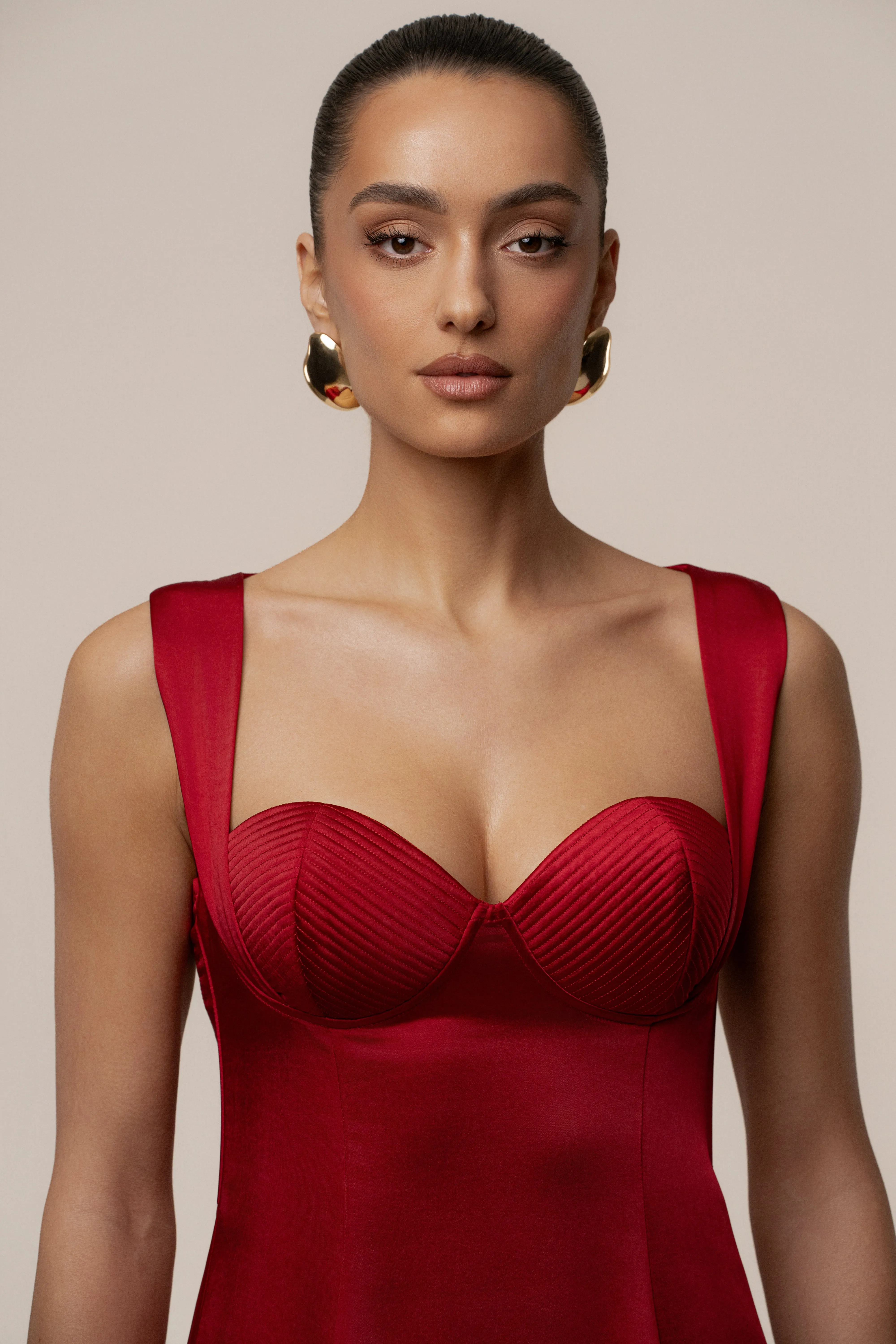 Red Amour Satin Maxi Dress sold by JLUXLABEL product image thumbnail 3